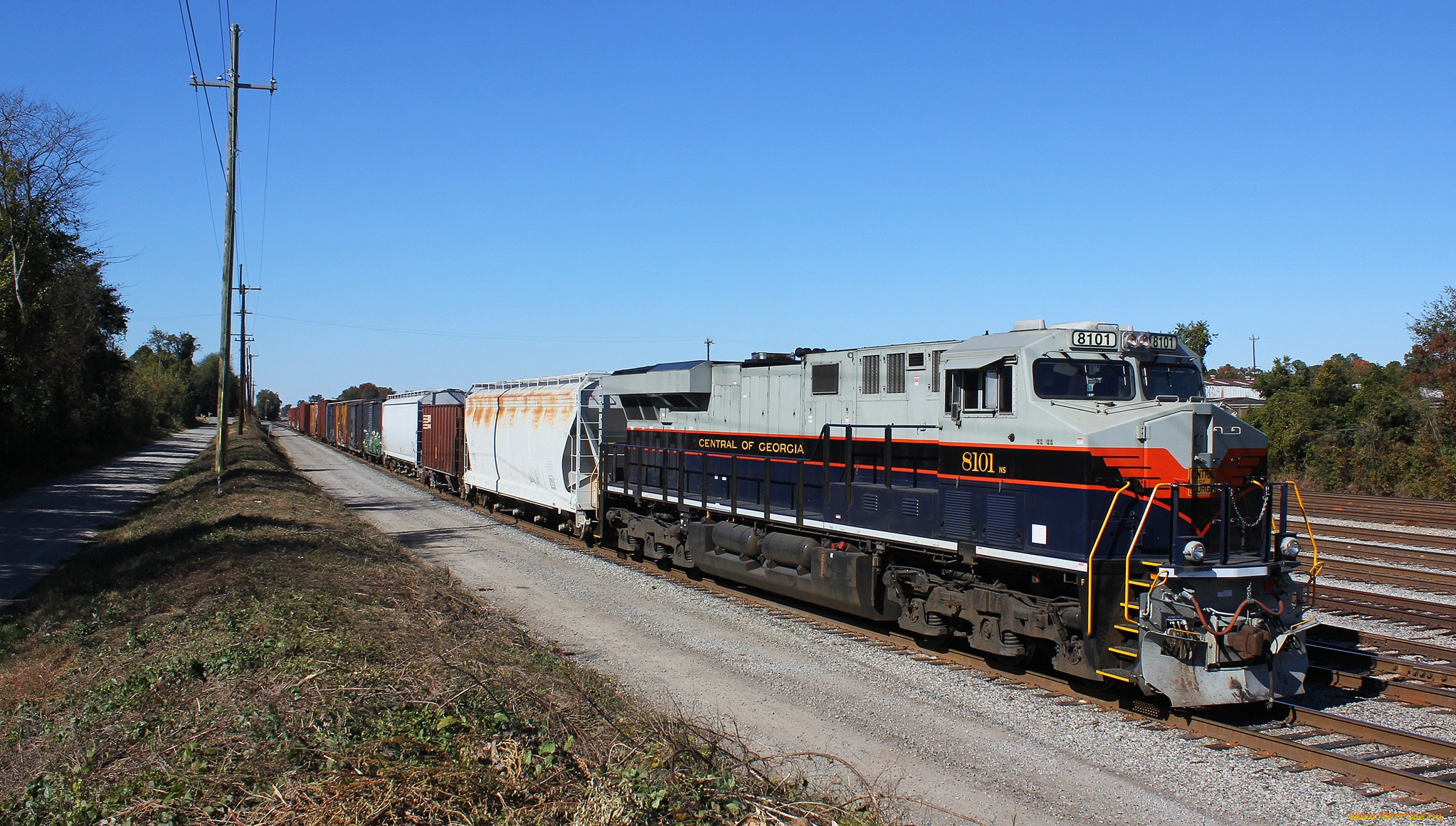 техника, поезда, железная, дорога, рельсы, грузовой, состав, локомотив, вагоны