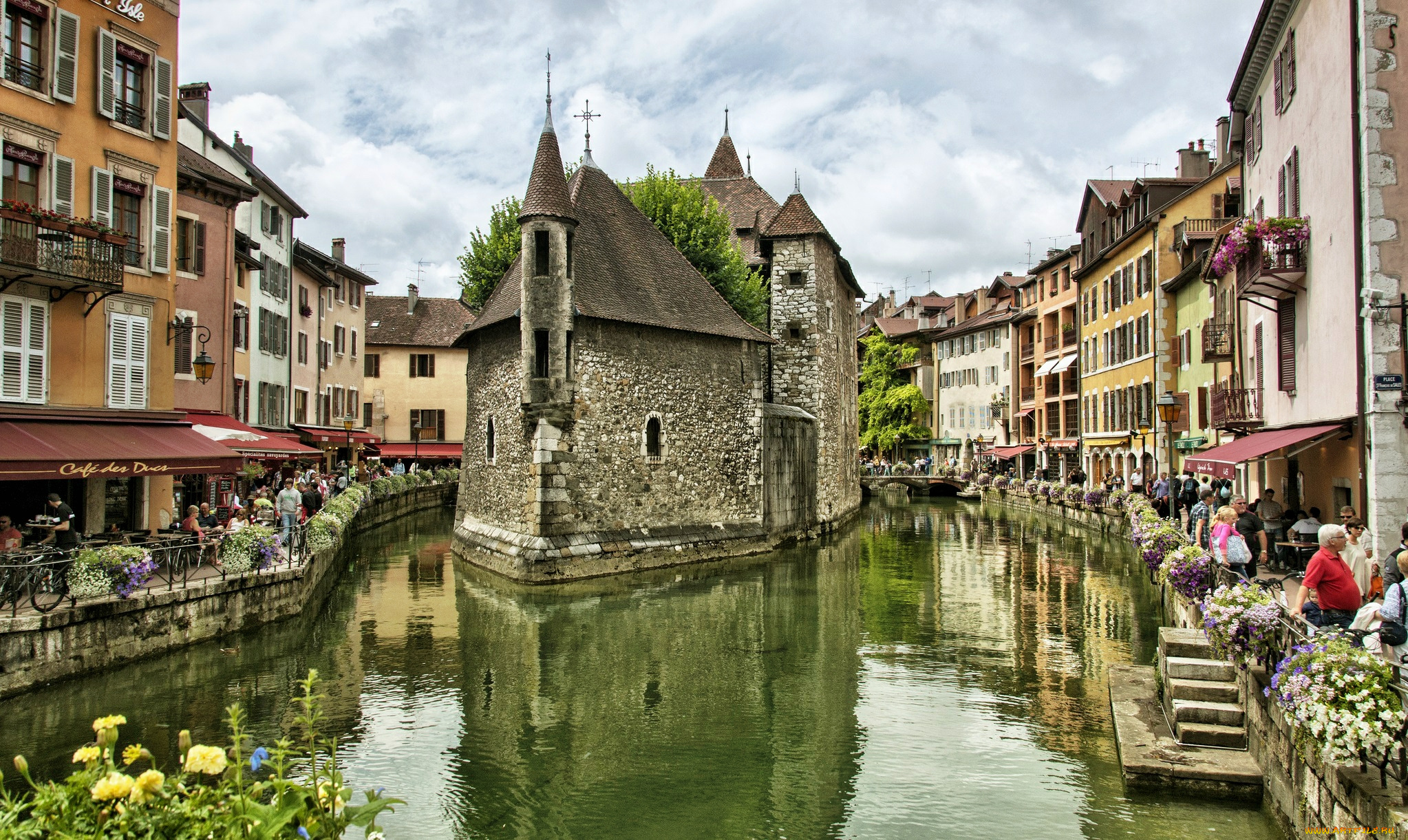 анси, франция, города, улицы, площади, набережные, канал, набережная, дома, город
