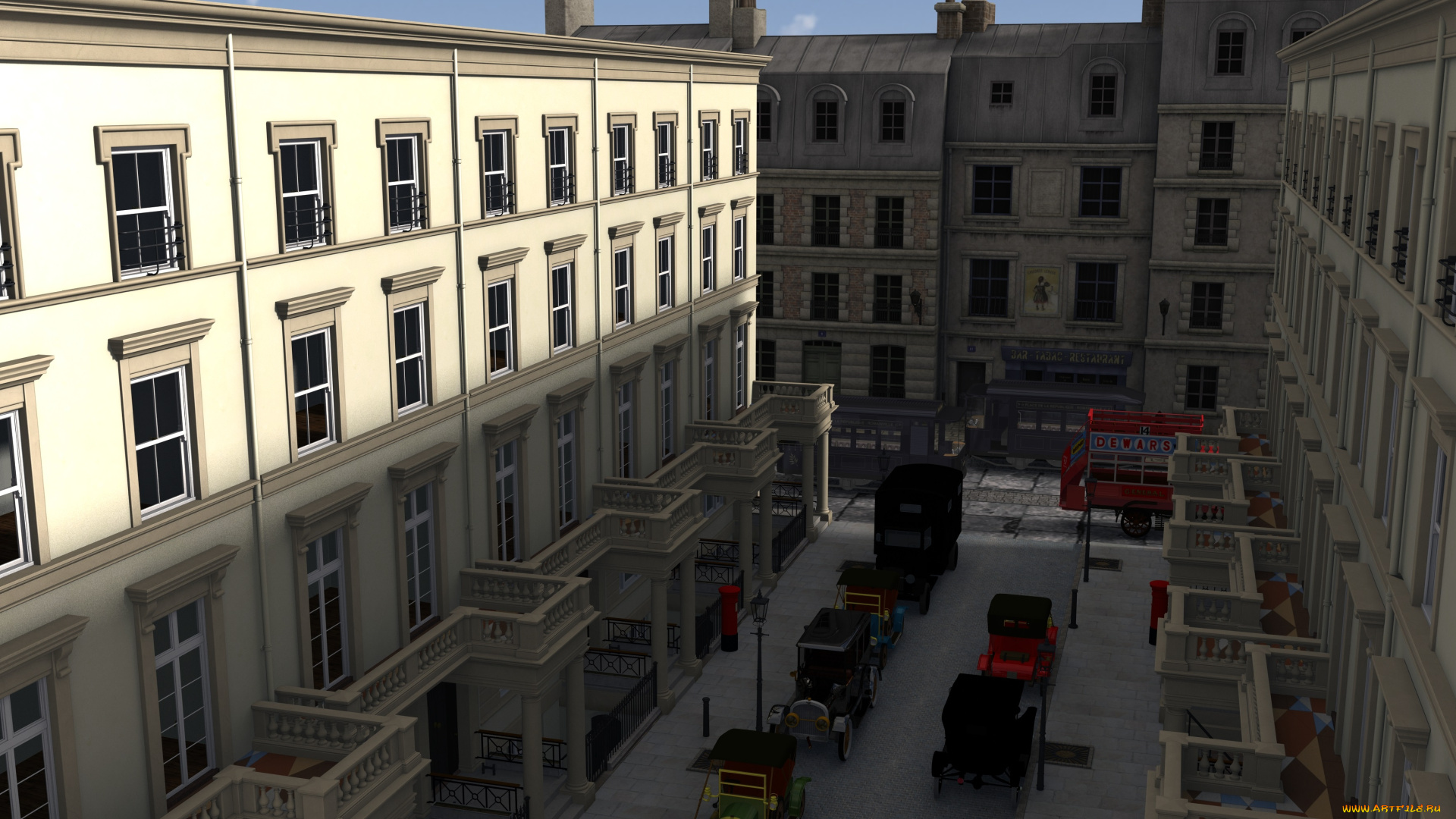 3д, графика, реализм, , realism, дома, улица