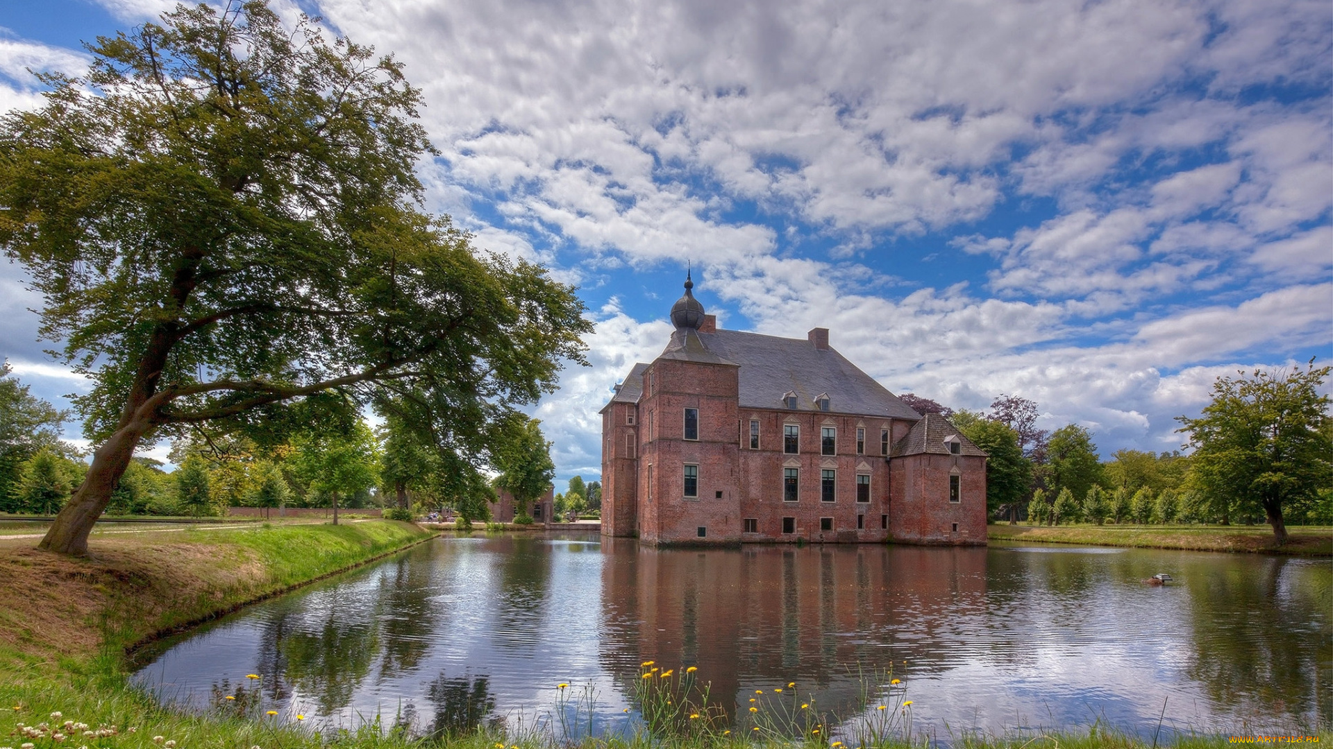cannenburgh, castle, города, -, дворцы, , замки, , крепости, парк, замок, пруд