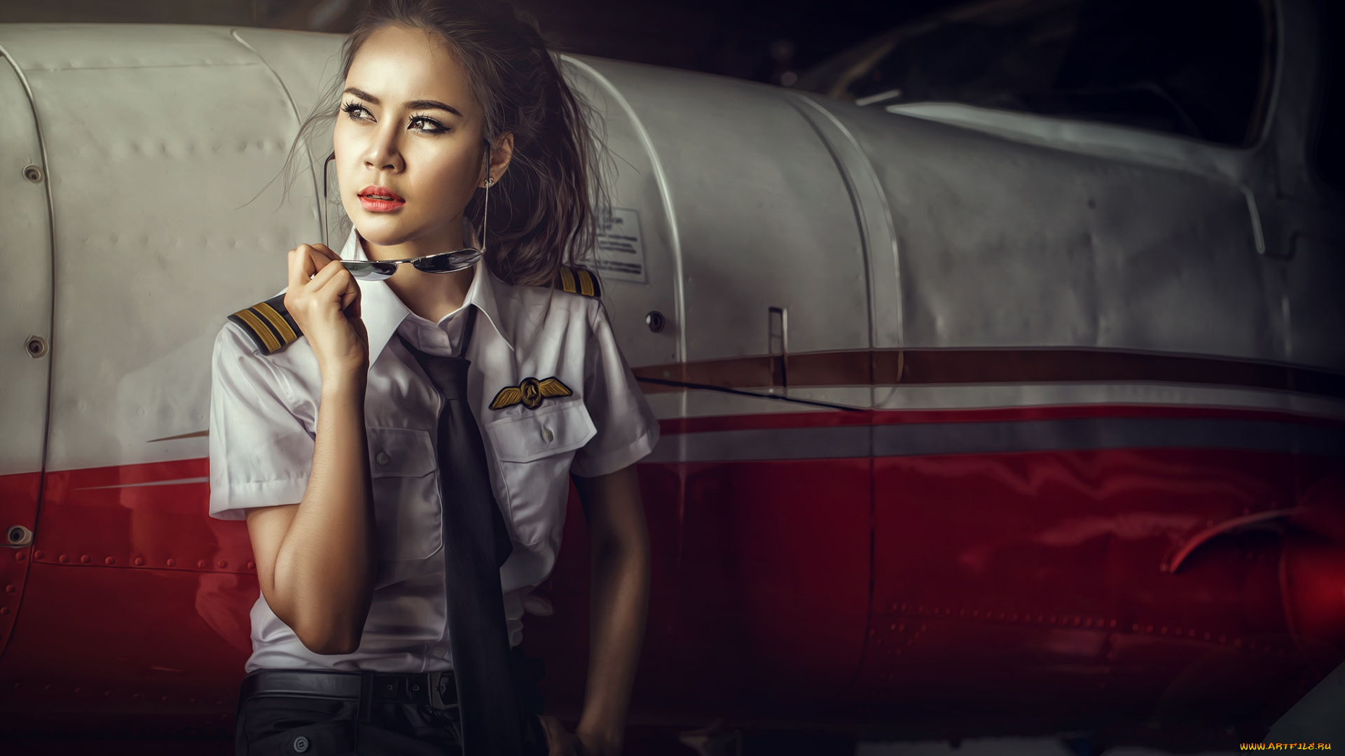 девушки, -unsort, , азиатки, взгляд, очки, униформа, стюардеса