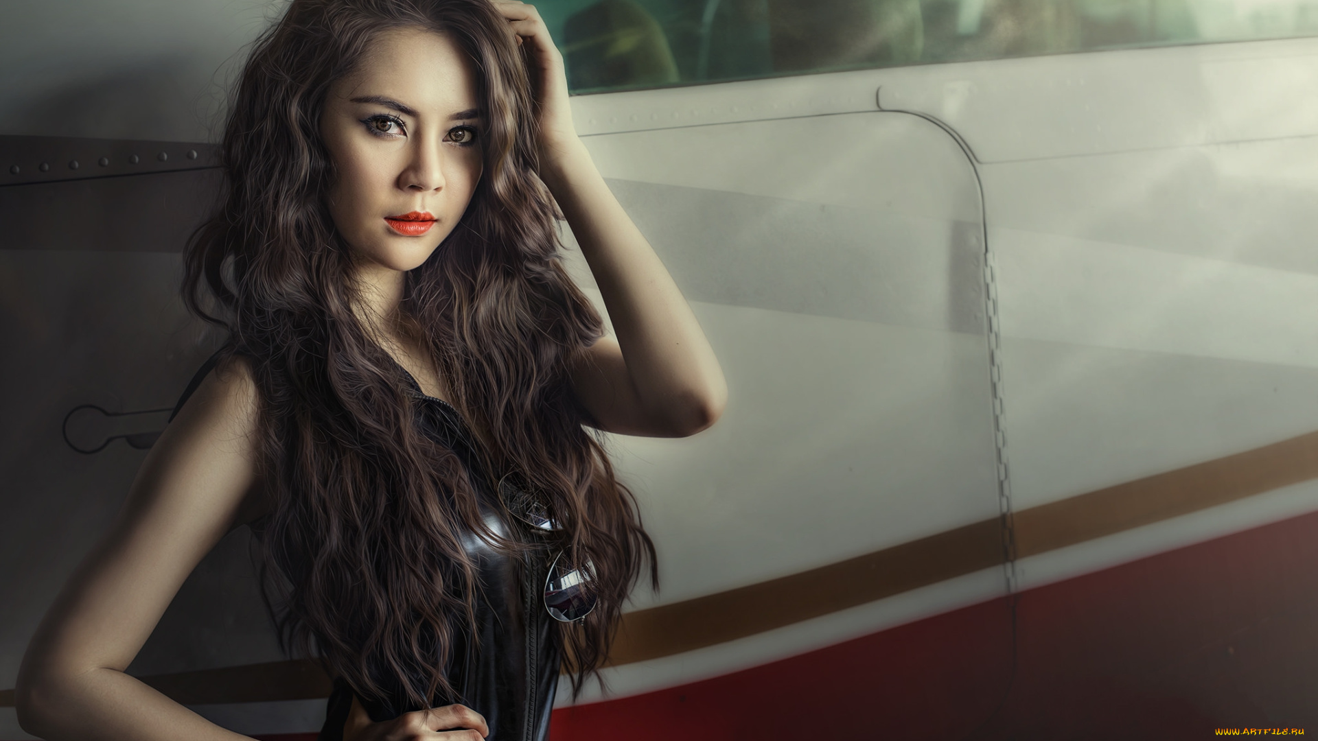 девушки, -unsort, , азиатки, взгляд, очки, жест, поза