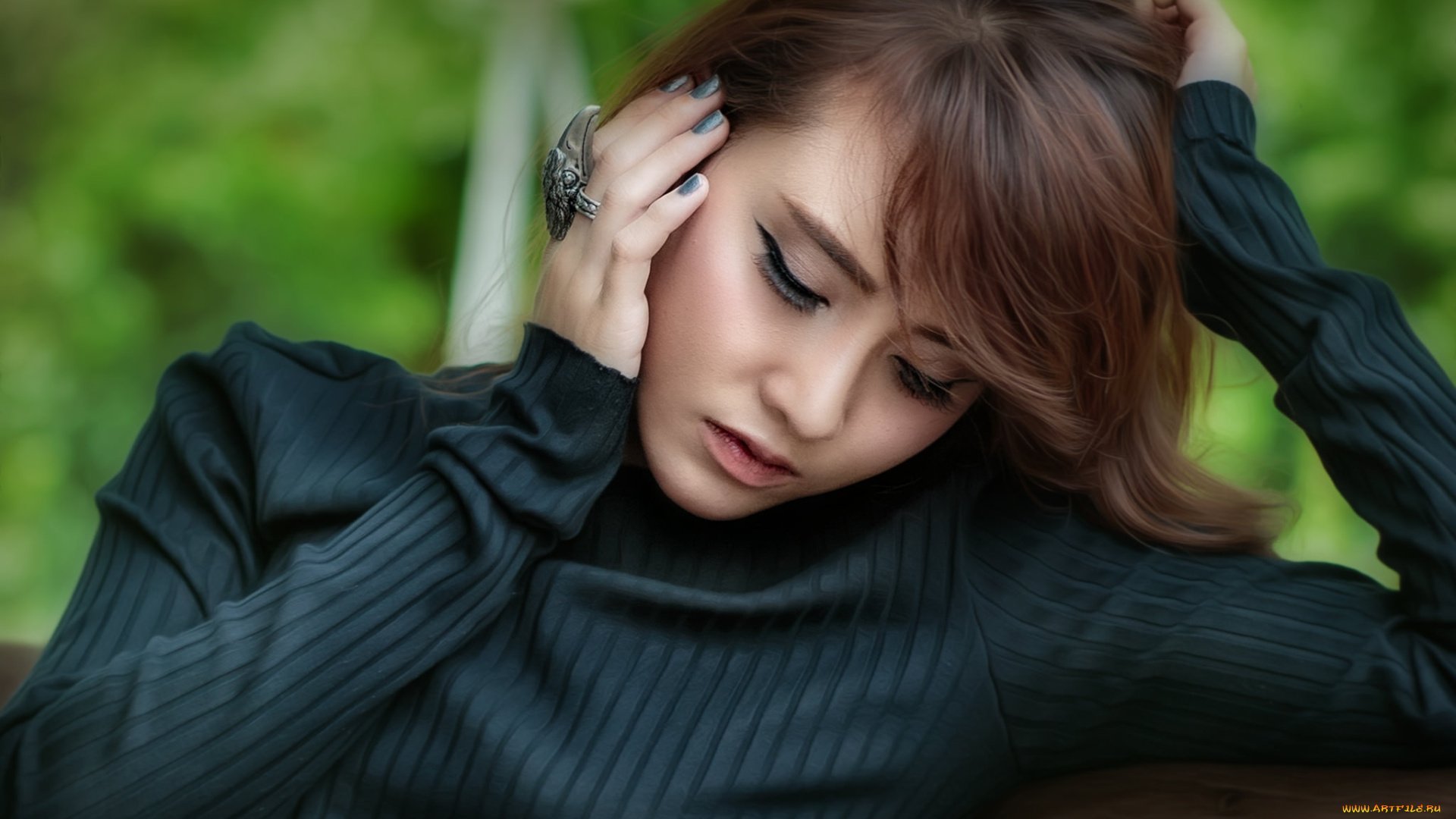 девушки, -unsort, , азиатки, жест, взгляд, лицо