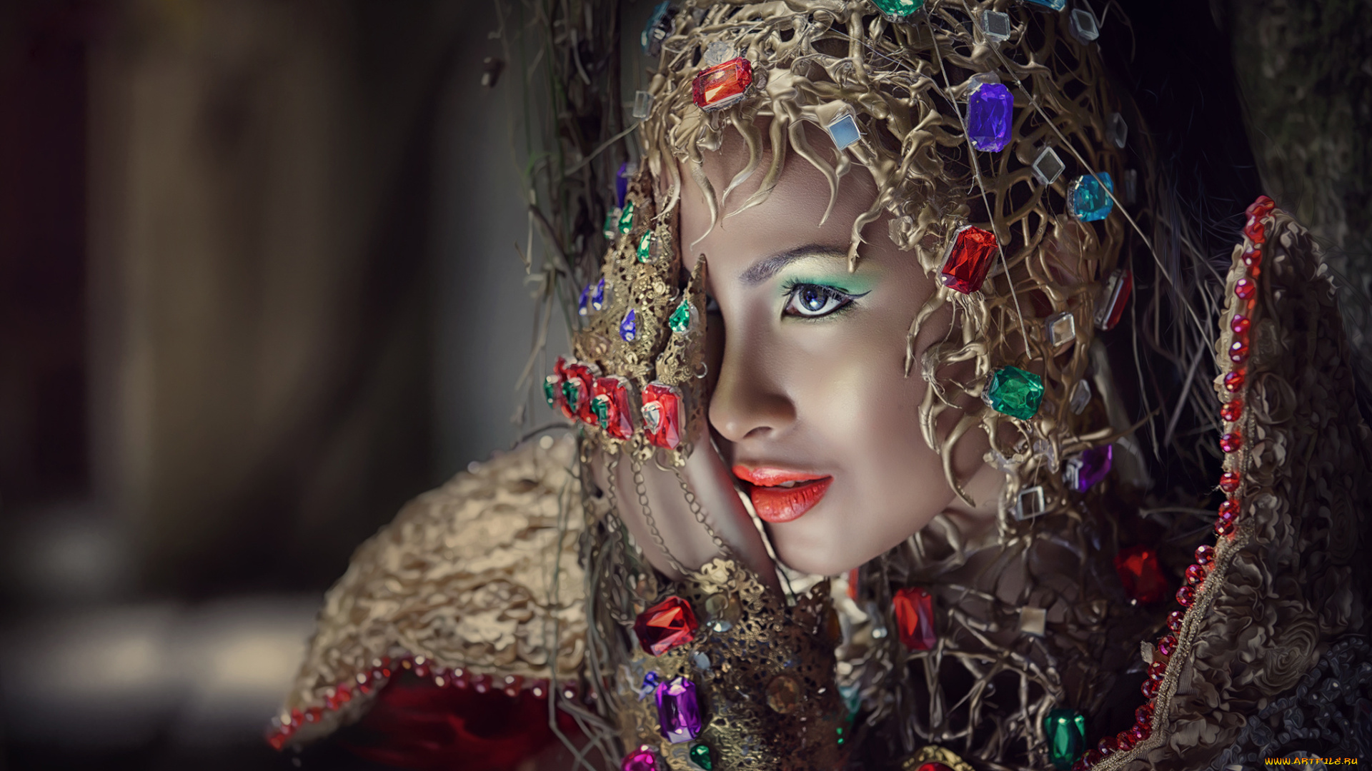 девушки, -unsort, , креатив, украшения, лицо, макияж