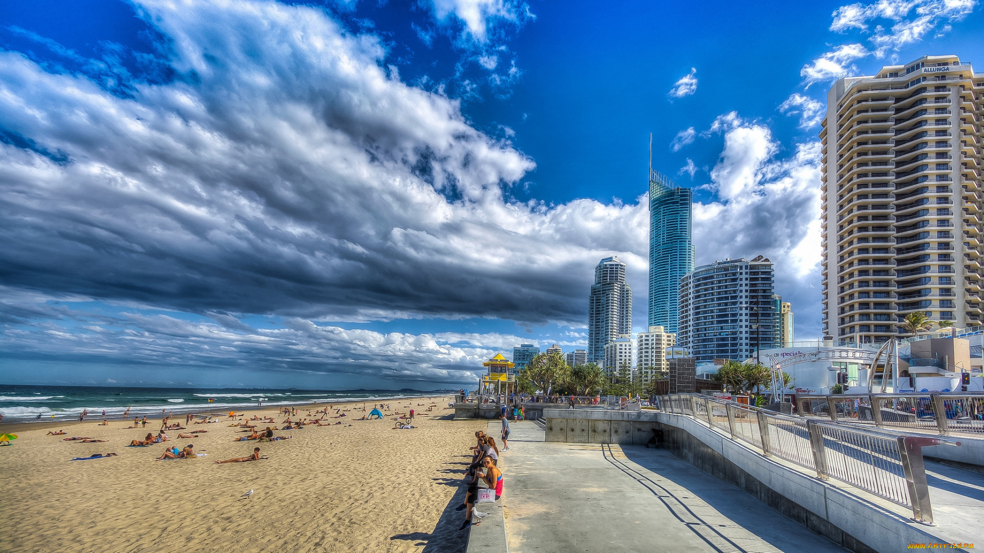 gold, coast, города, -, панорамы, океан, небоскребы, пляж