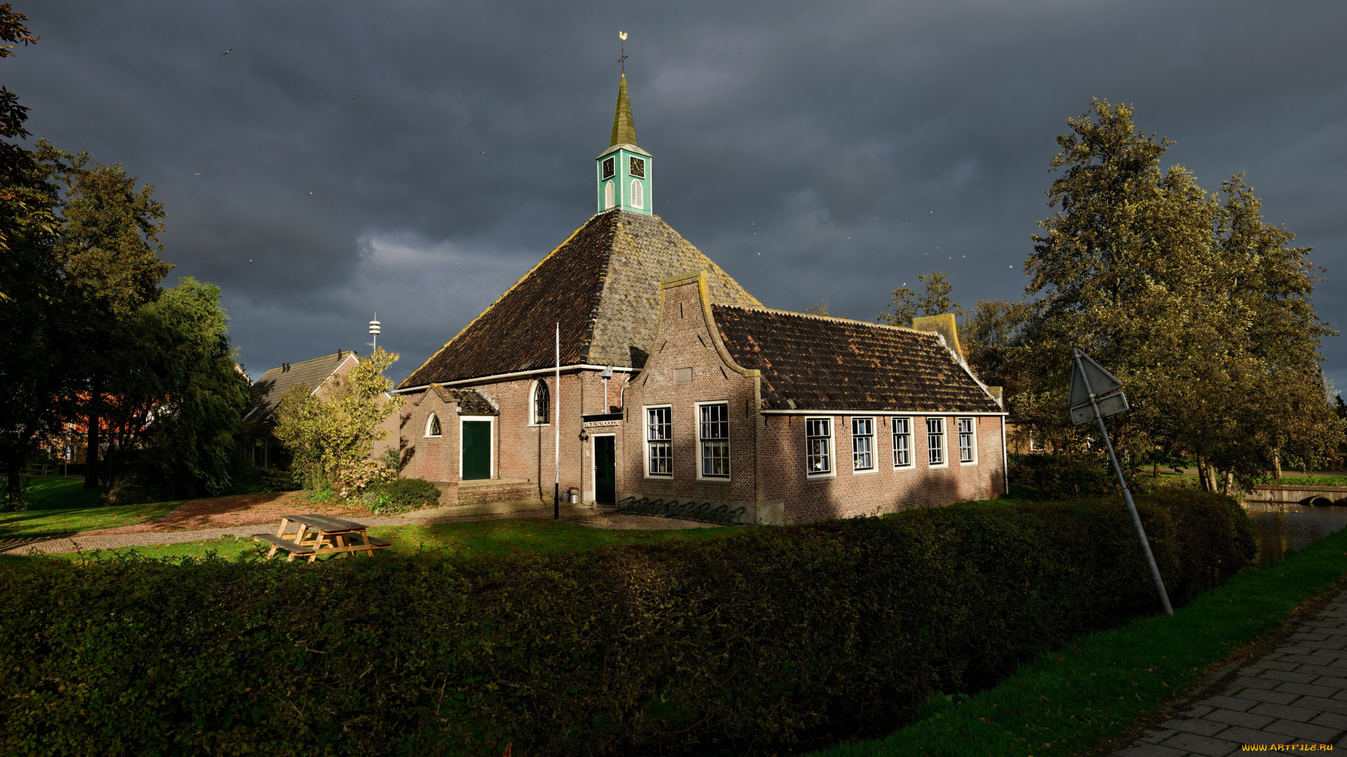 города, -, католические, соборы, , костелы, , аббатства, закат, нидерланды, улица, храм