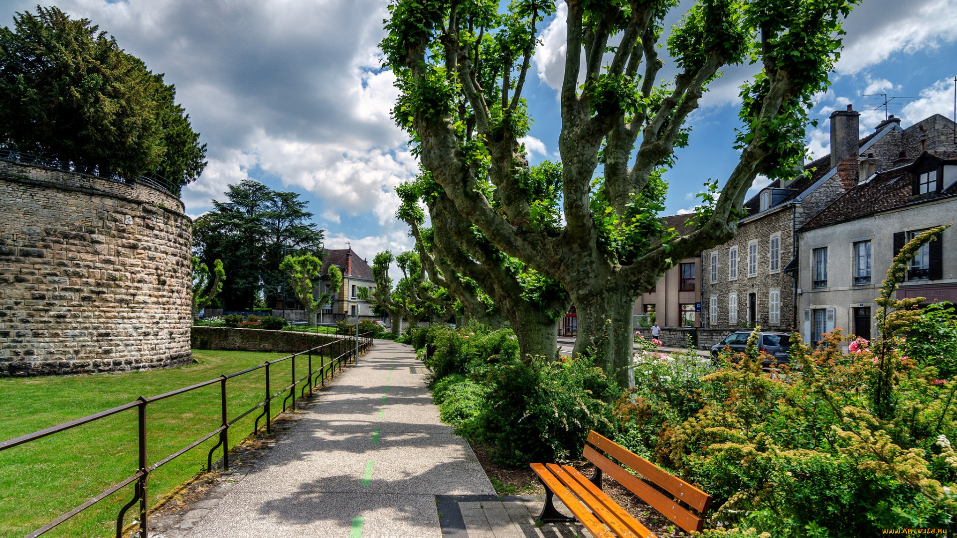 города, -, улицы, , площади, , набережные, деревья, скамейка, улица