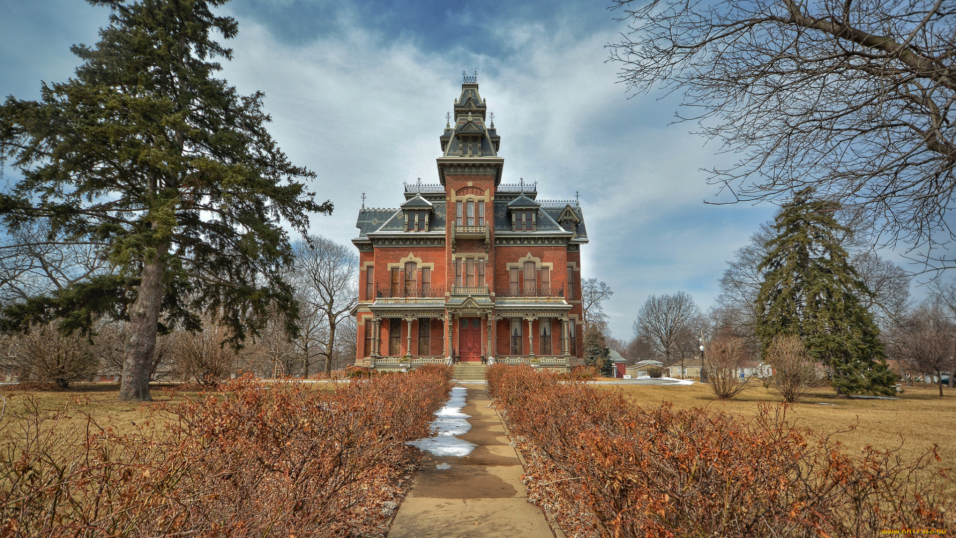 города, -, здания, , дома, дорожка, поле, особняк