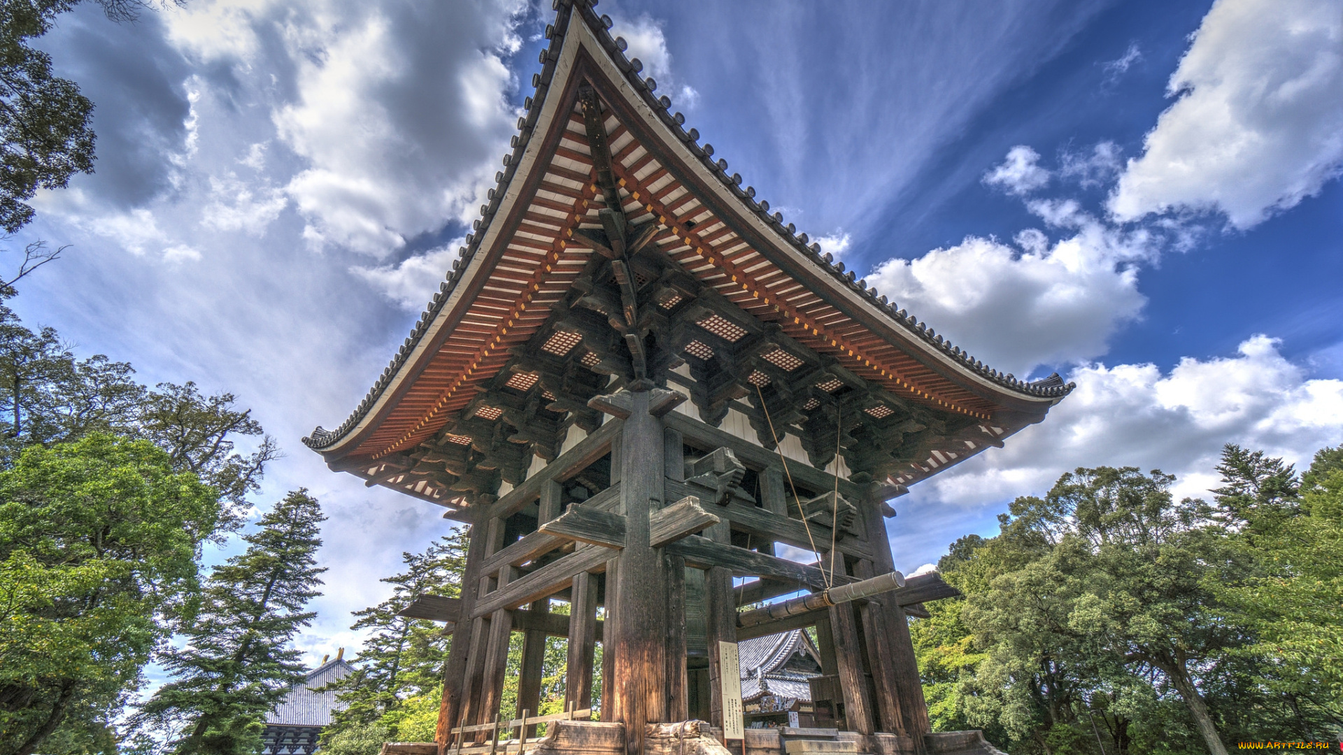 huge, bell, tower, города, -, буддийские, и, другие, храмы, пагода, парк