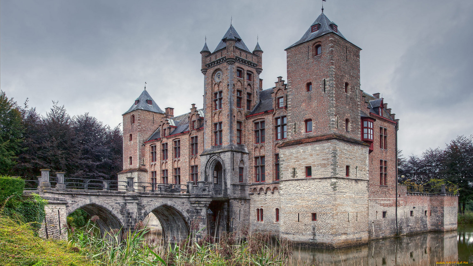 kasteel, tilligem, города, -, дворцы, , замки, , крепости, пруд, парк, замок