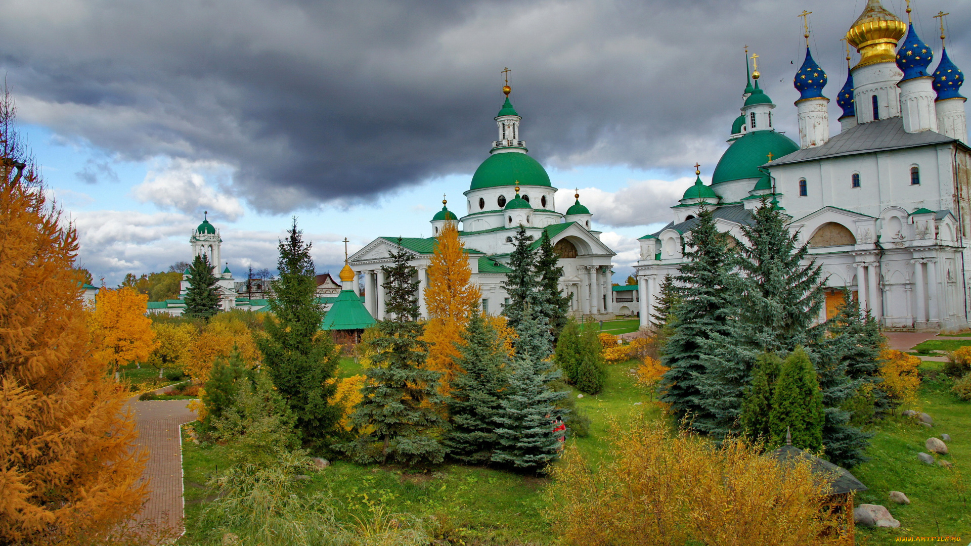 спасо-Яковлевский, монастырь, ростов, города, -, православные, церкви, , монастыри, ростов, монастырь, ели, ландшафт, храм