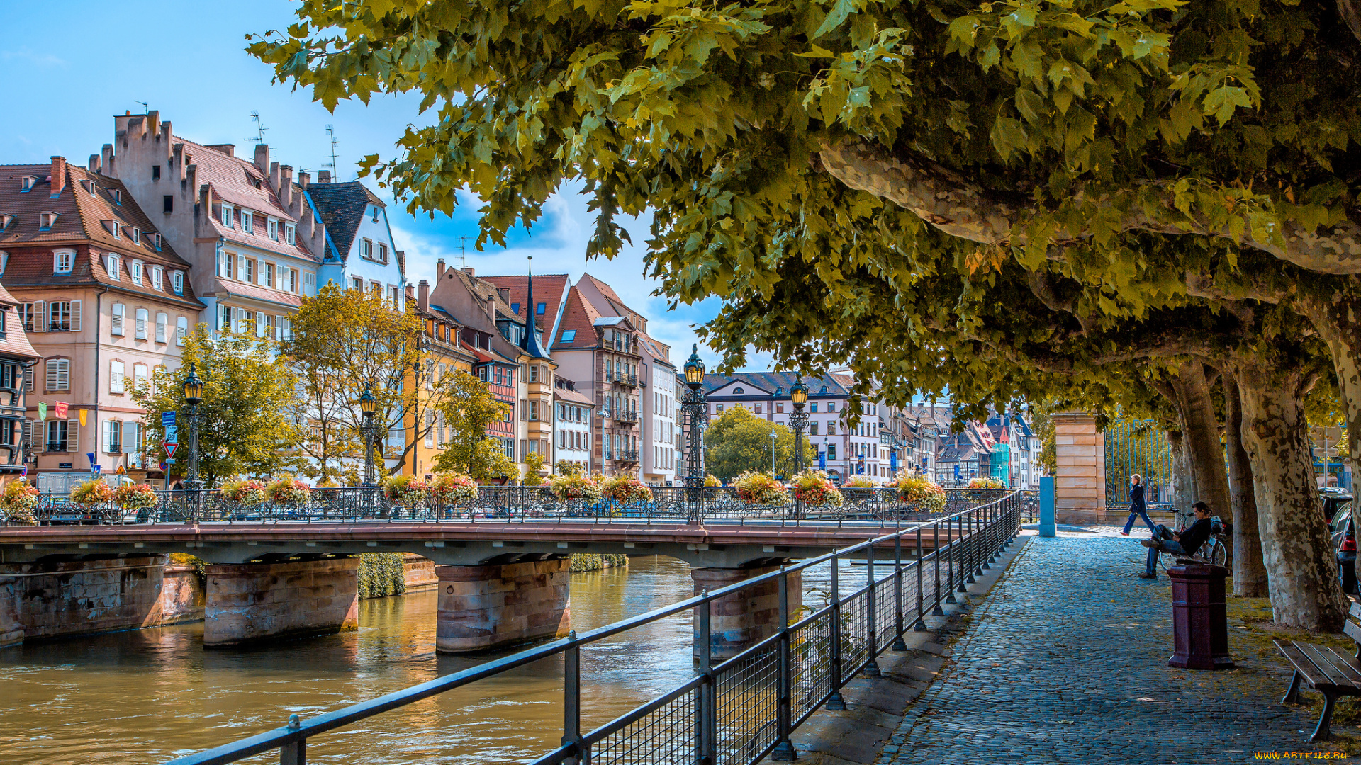 strasbourg, города, страсбург, , франция, река, дома, набережная, мост