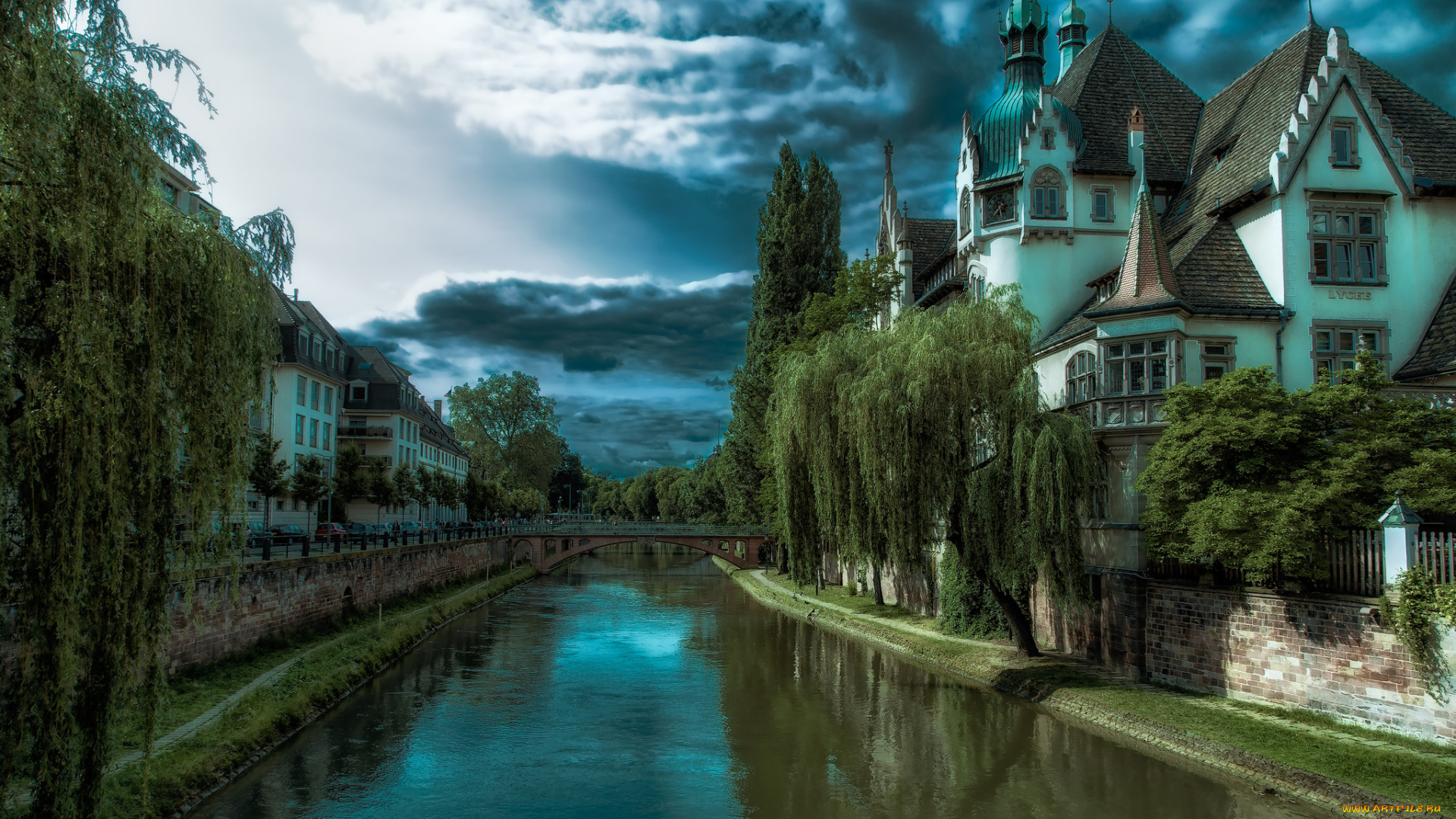 strasbourg, города, страсбург, , франция, река, набережная, дома