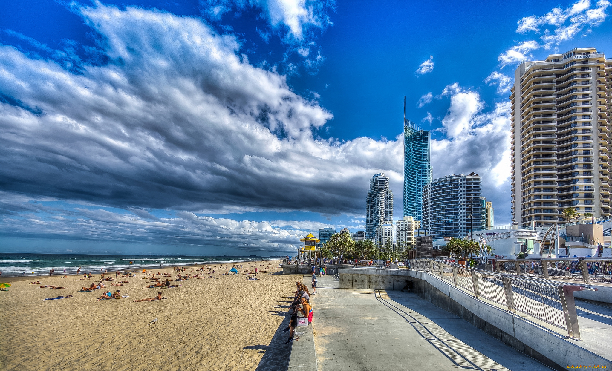 gold, coast, города, -, панорамы, океан, небоскребы, пляж