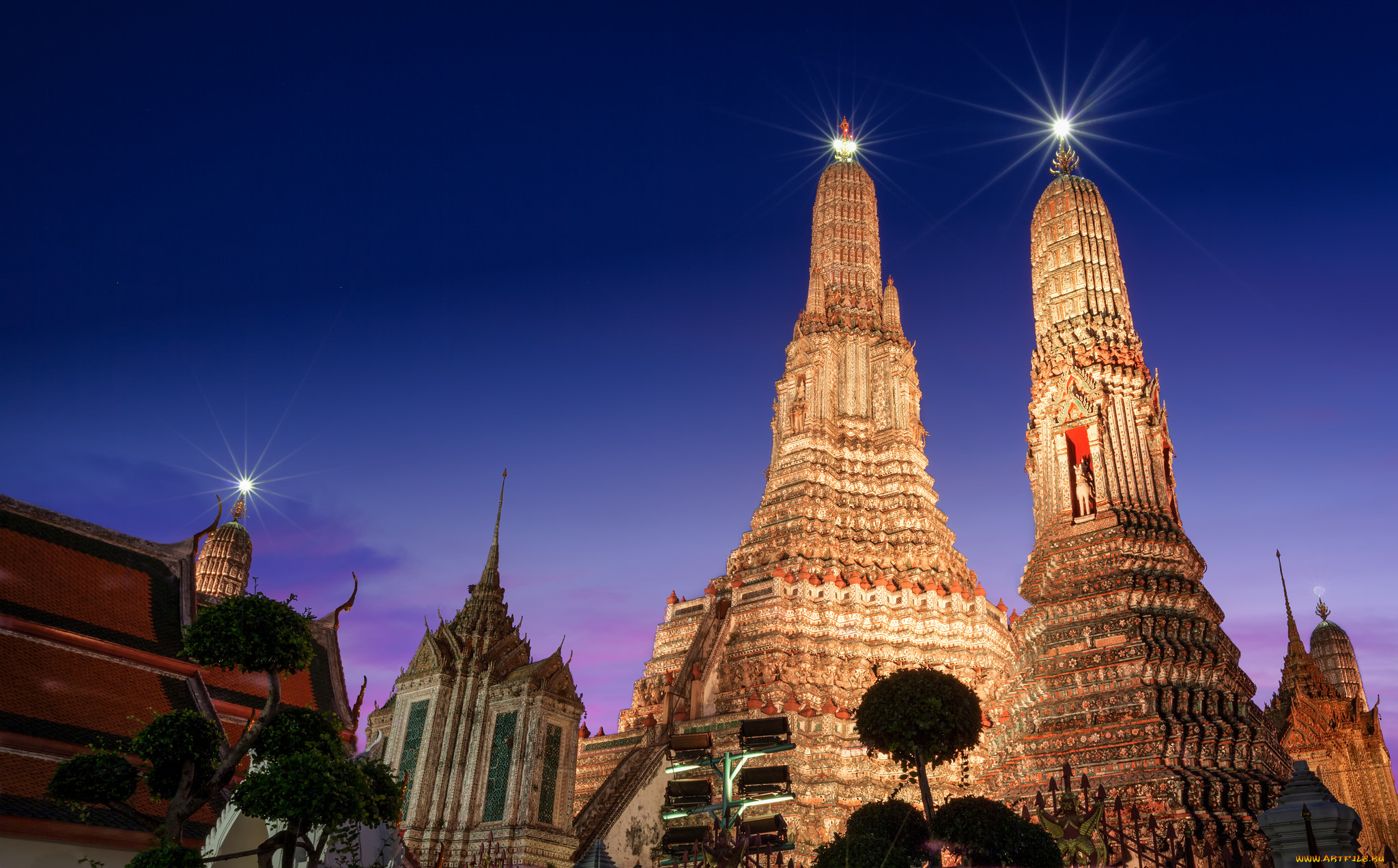 arun, temple, in, bangkok, city, города, -, буддийские, и, другие, храмы, огни, храм, ночь
