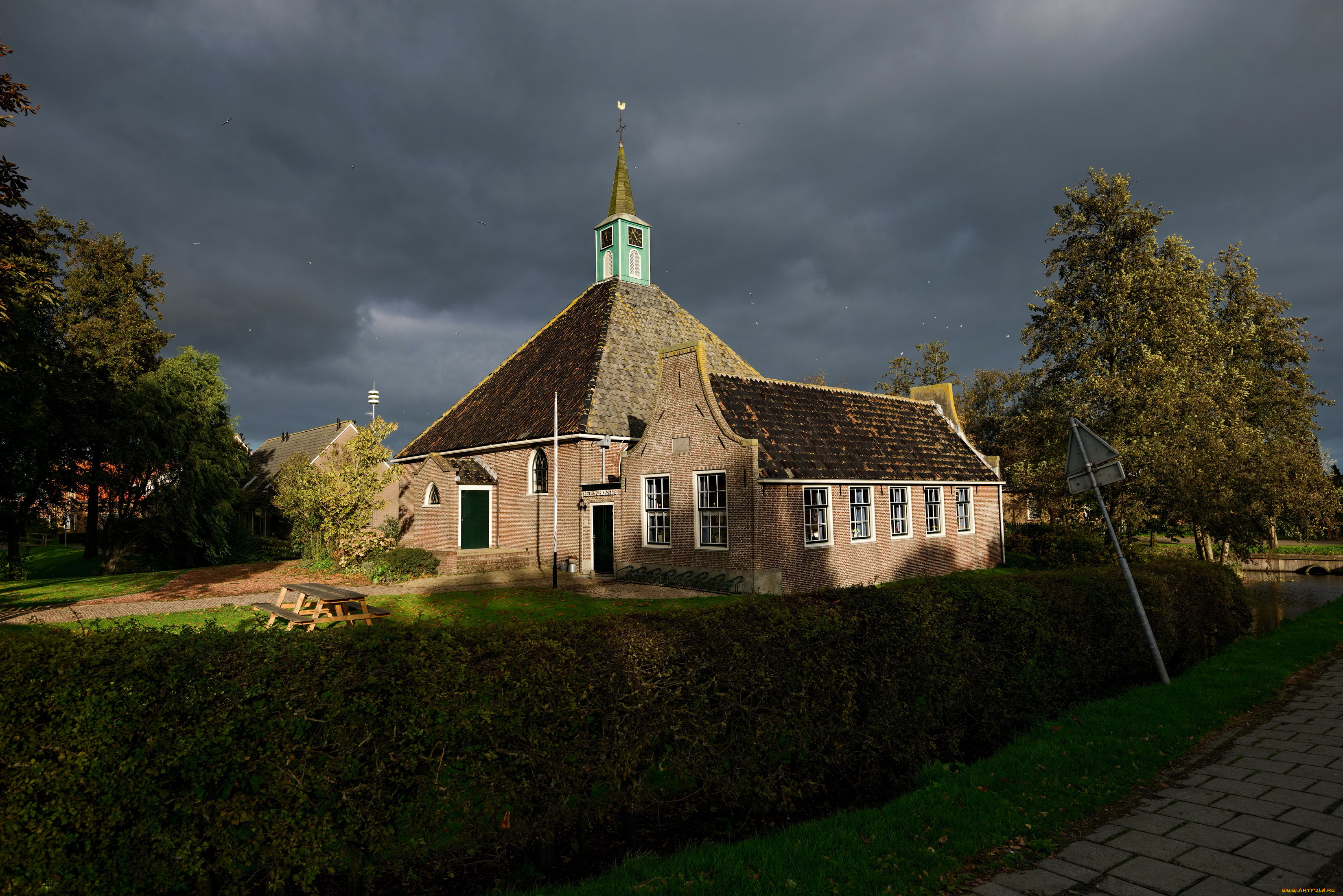 города, -, католические, соборы, , костелы, , аббатства, закат, нидерланды, улица, храм