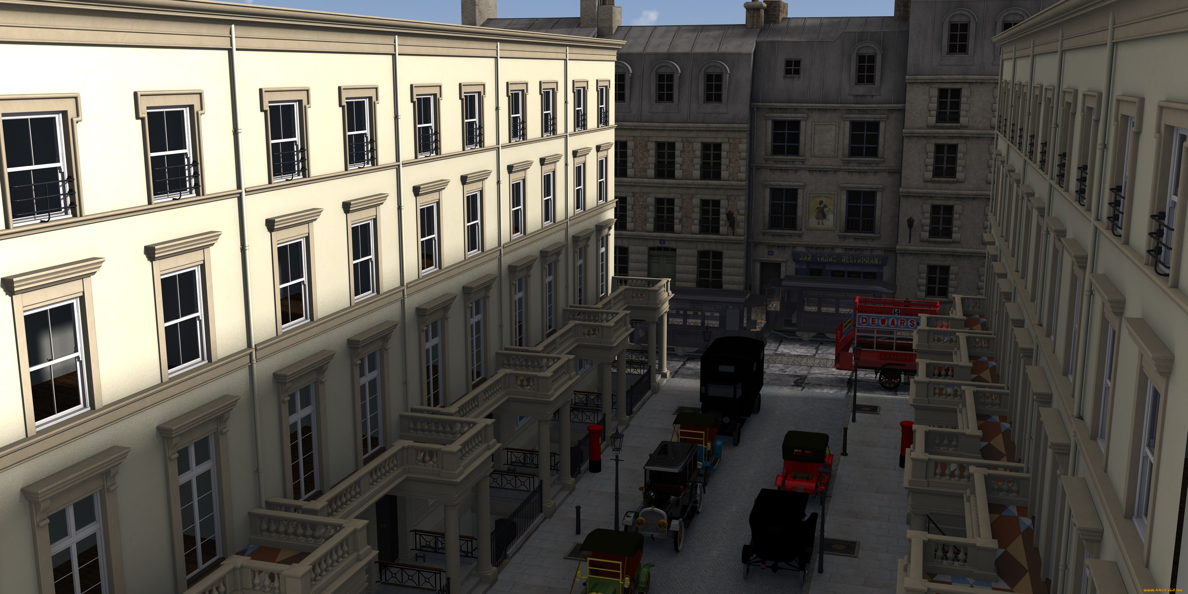 3д, графика, реализм, , realism, дома, улица