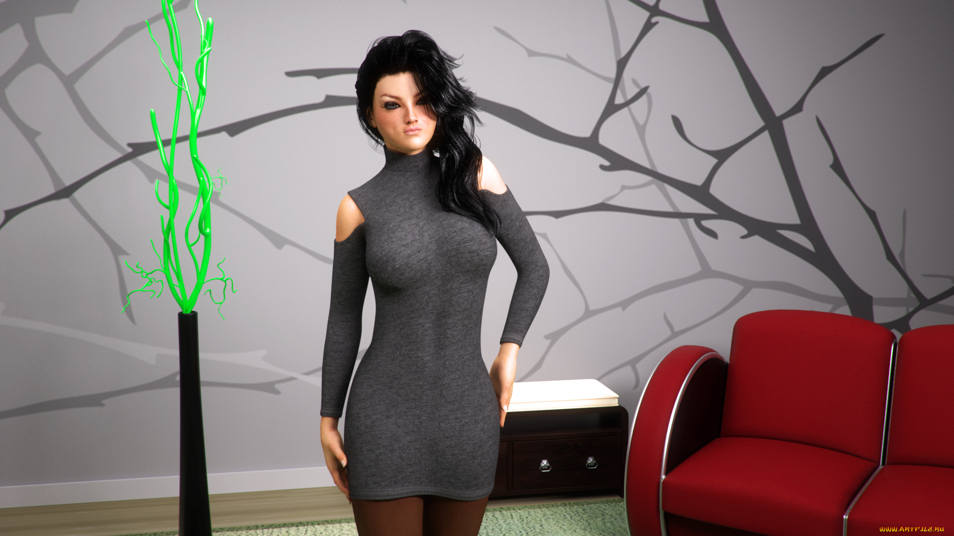 3д, графика, люди, , people, девушка, взгляд, фон