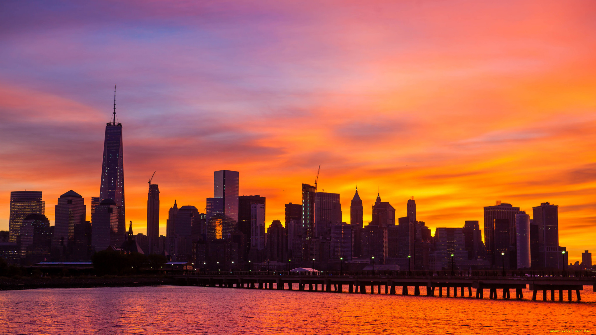 города, нью-йорк, , сша, нью-йорк, небоскреб, дома, манхэттен, панорама, небо