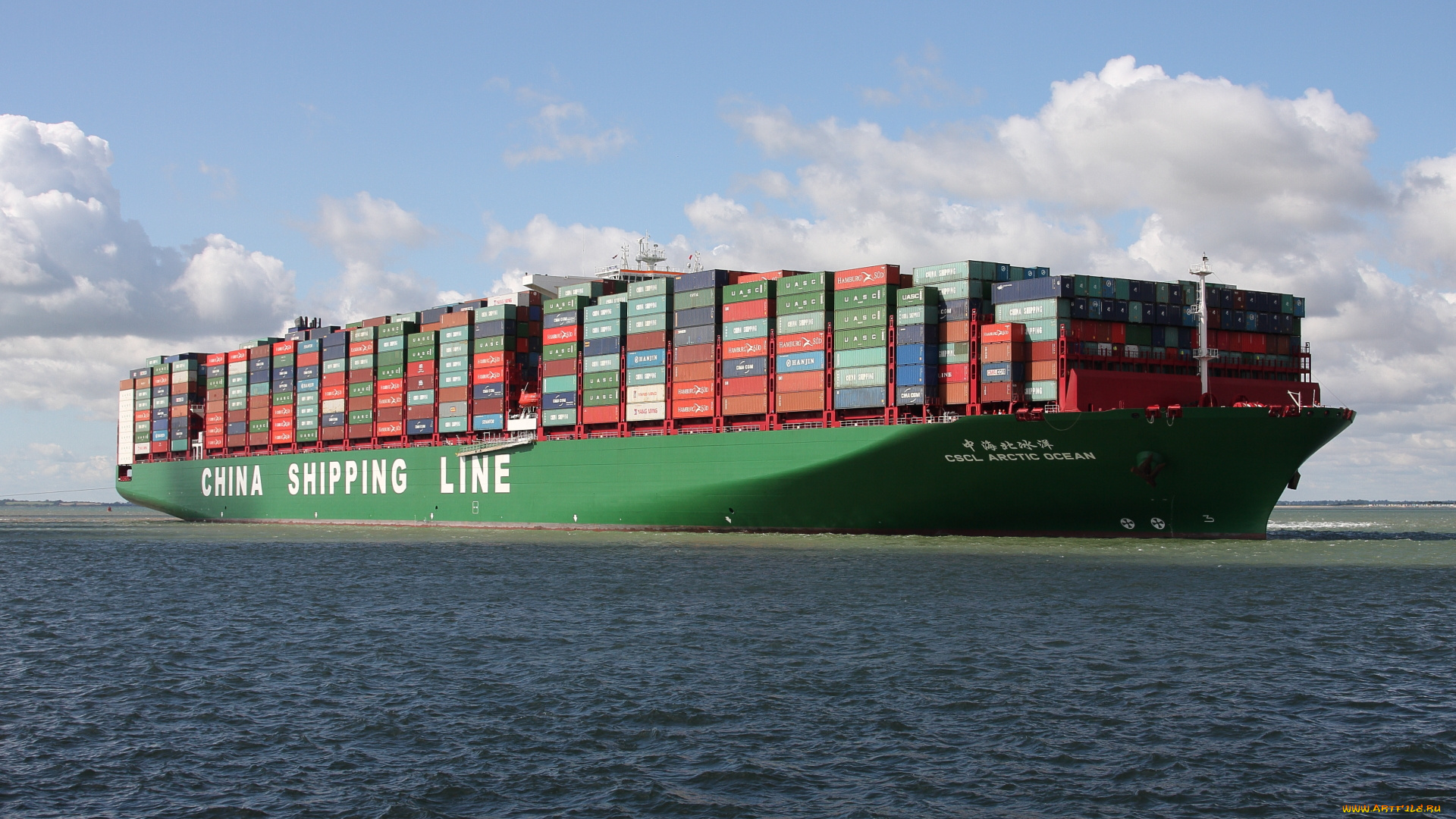 корабли, грузовые, суда, контейнеровоз