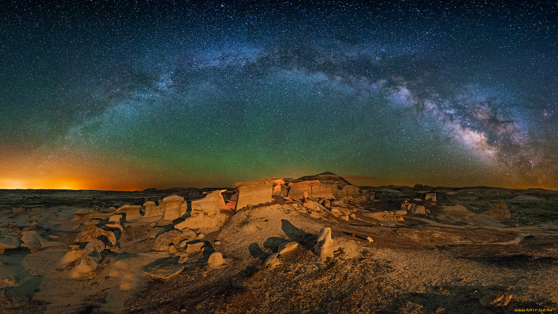 космос, галактики, туманности, млечный, путь, вечер