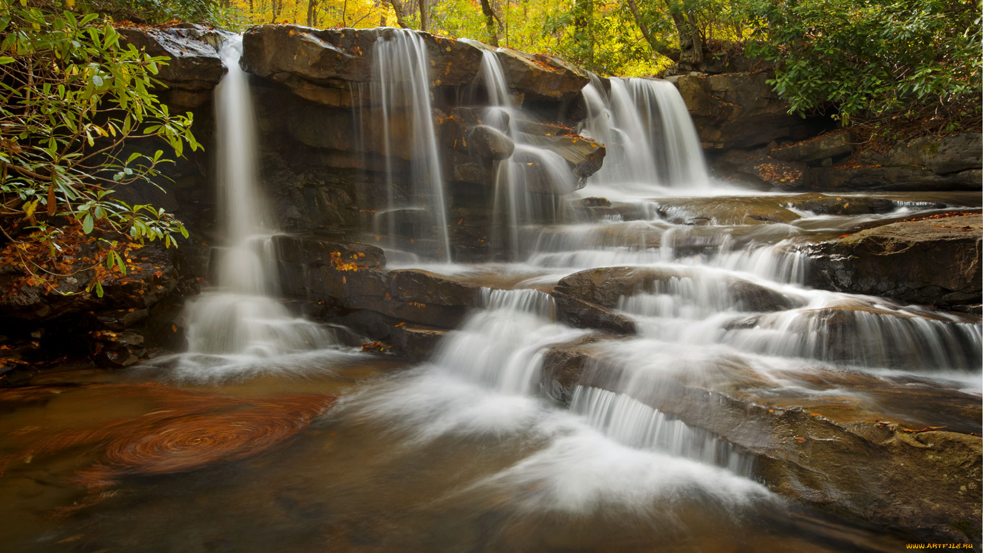 природа, водопады, лес, водопад, река