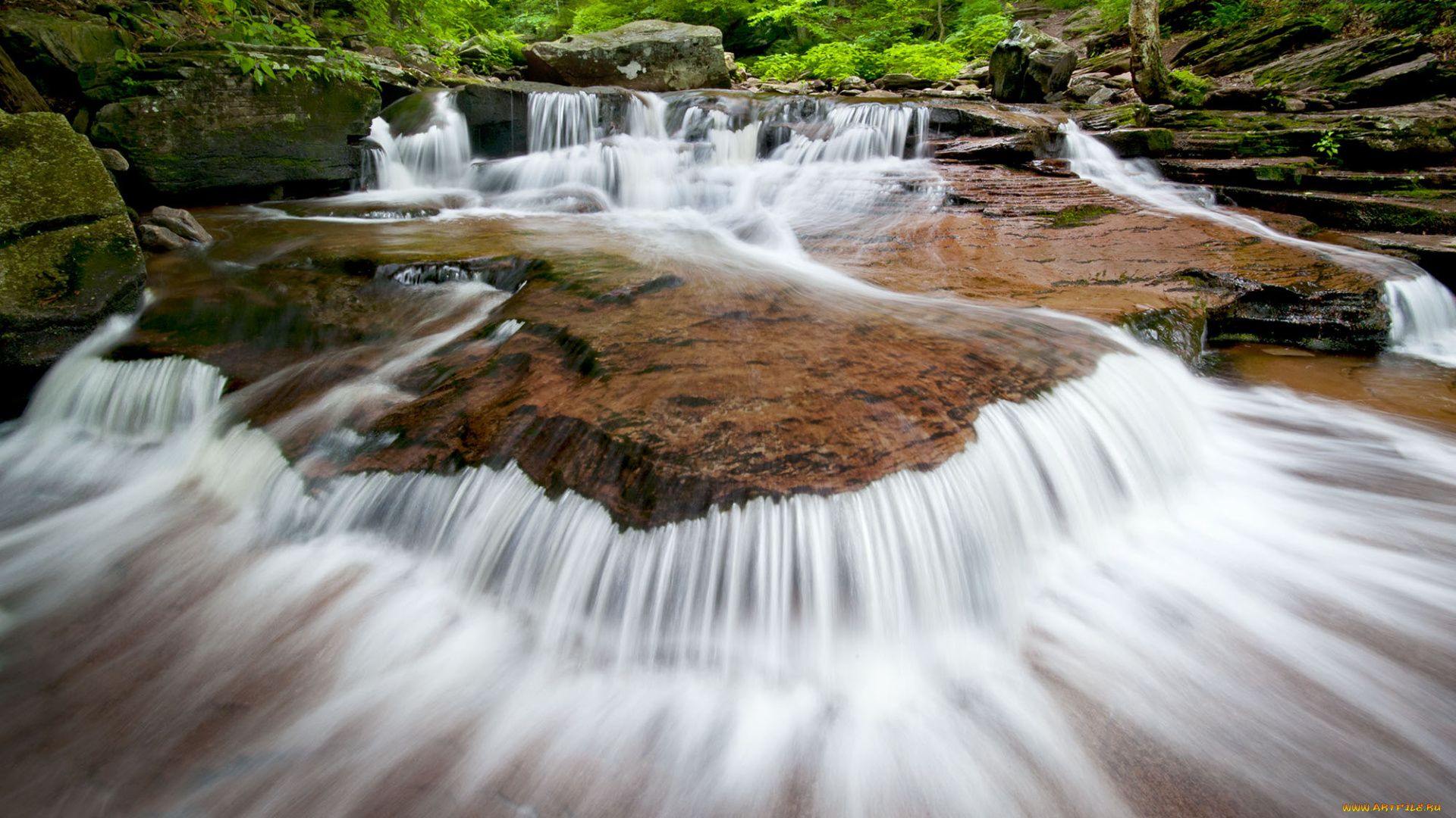 природа, водопады, водопад, река, лес