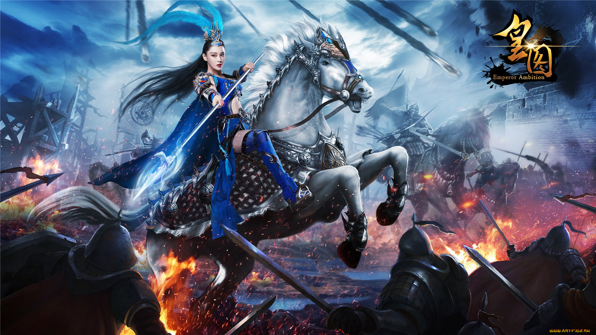 разное, cosplay, , косплей, оружие, лошадь, взгляд, фон, девушка