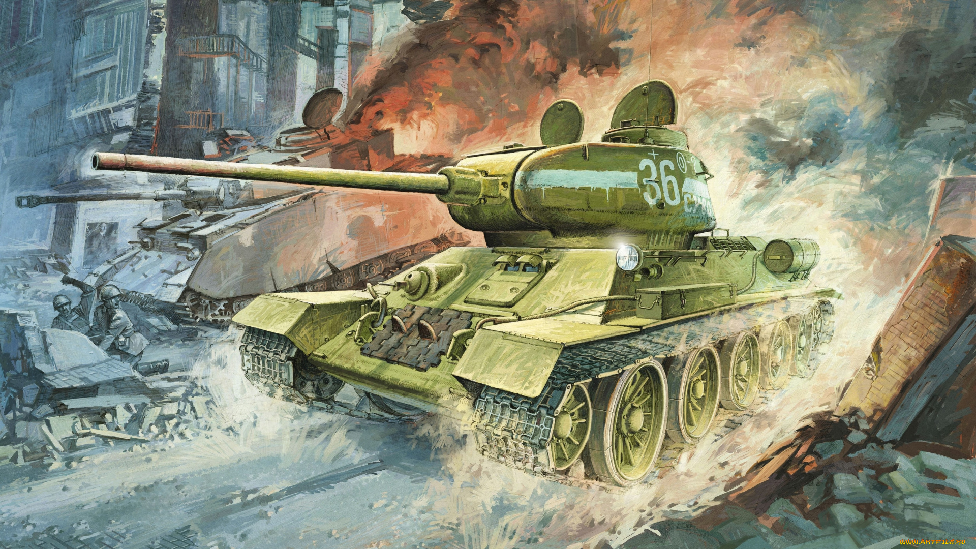 рисованное, армия, танк