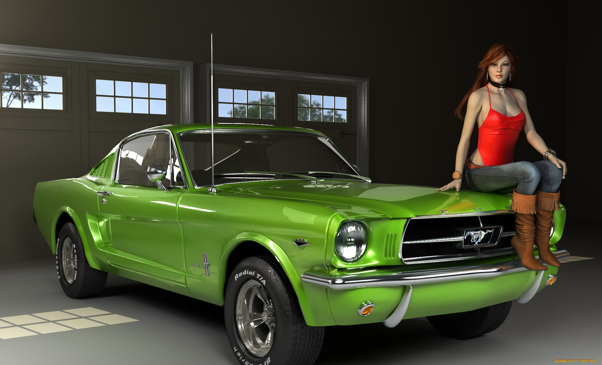 автомобили, 3d, car&girl, автомобиль, фон, взгляд, девушка