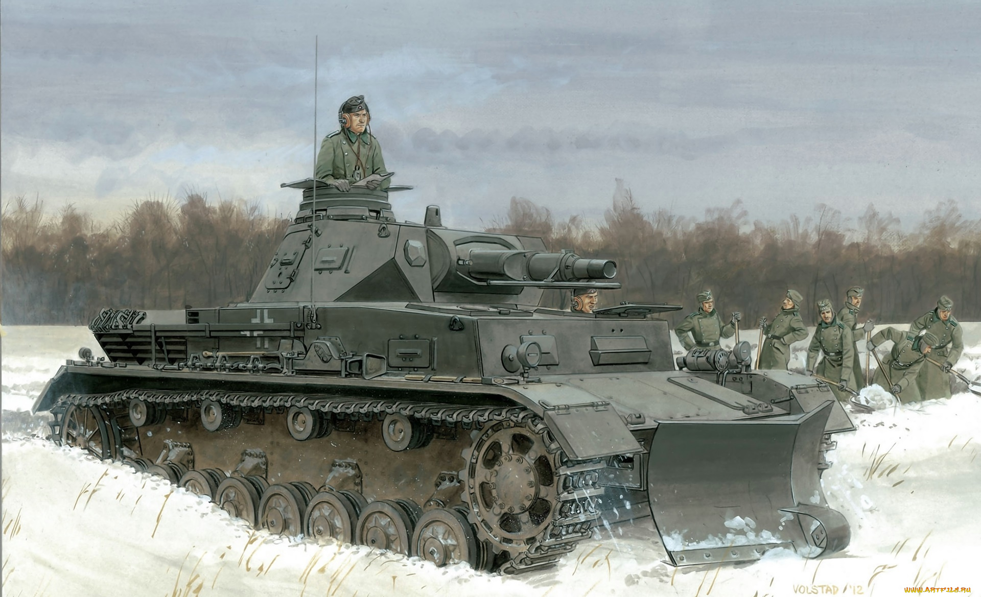 рисованное, армия, танк, солдаты