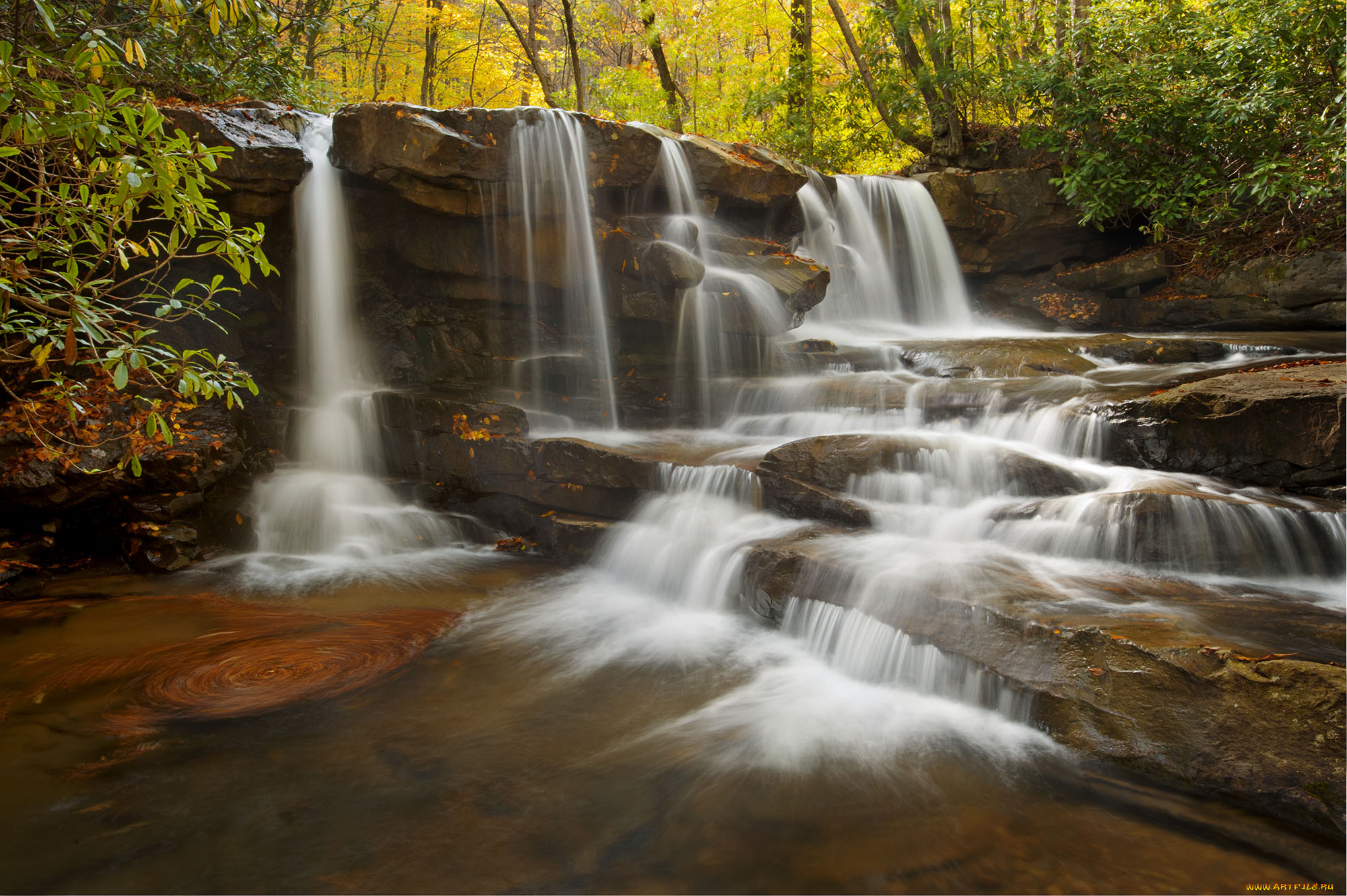природа, водопады, лес, водопад, река