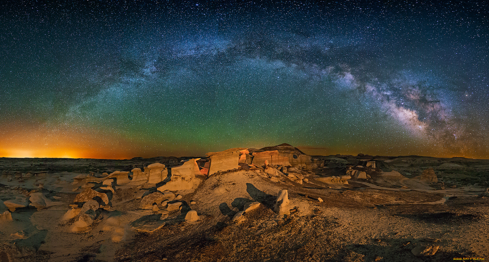 космос, галактики, туманности, млечный, путь, вечер