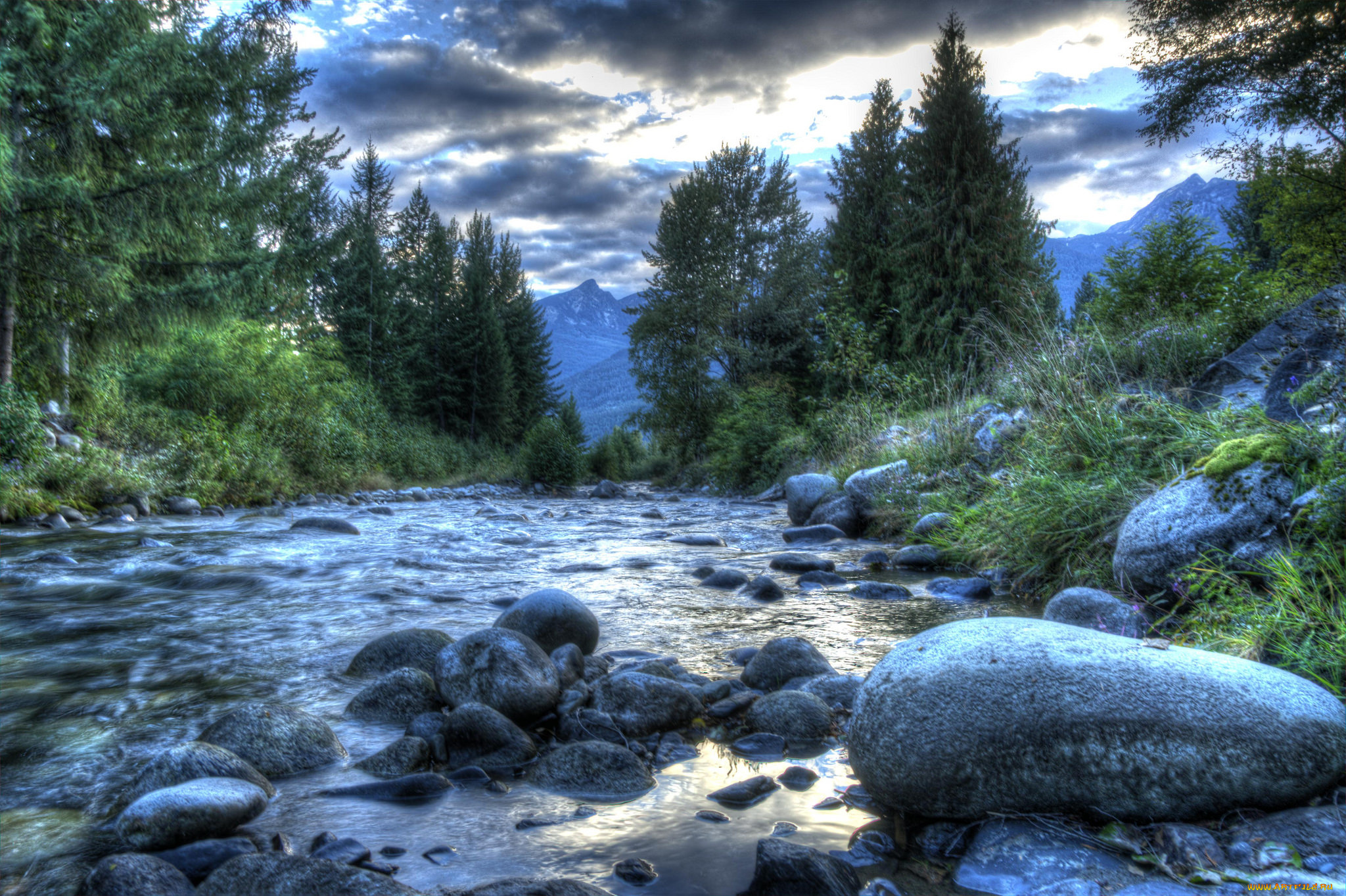 природа, реки, озера, река, лес, горы