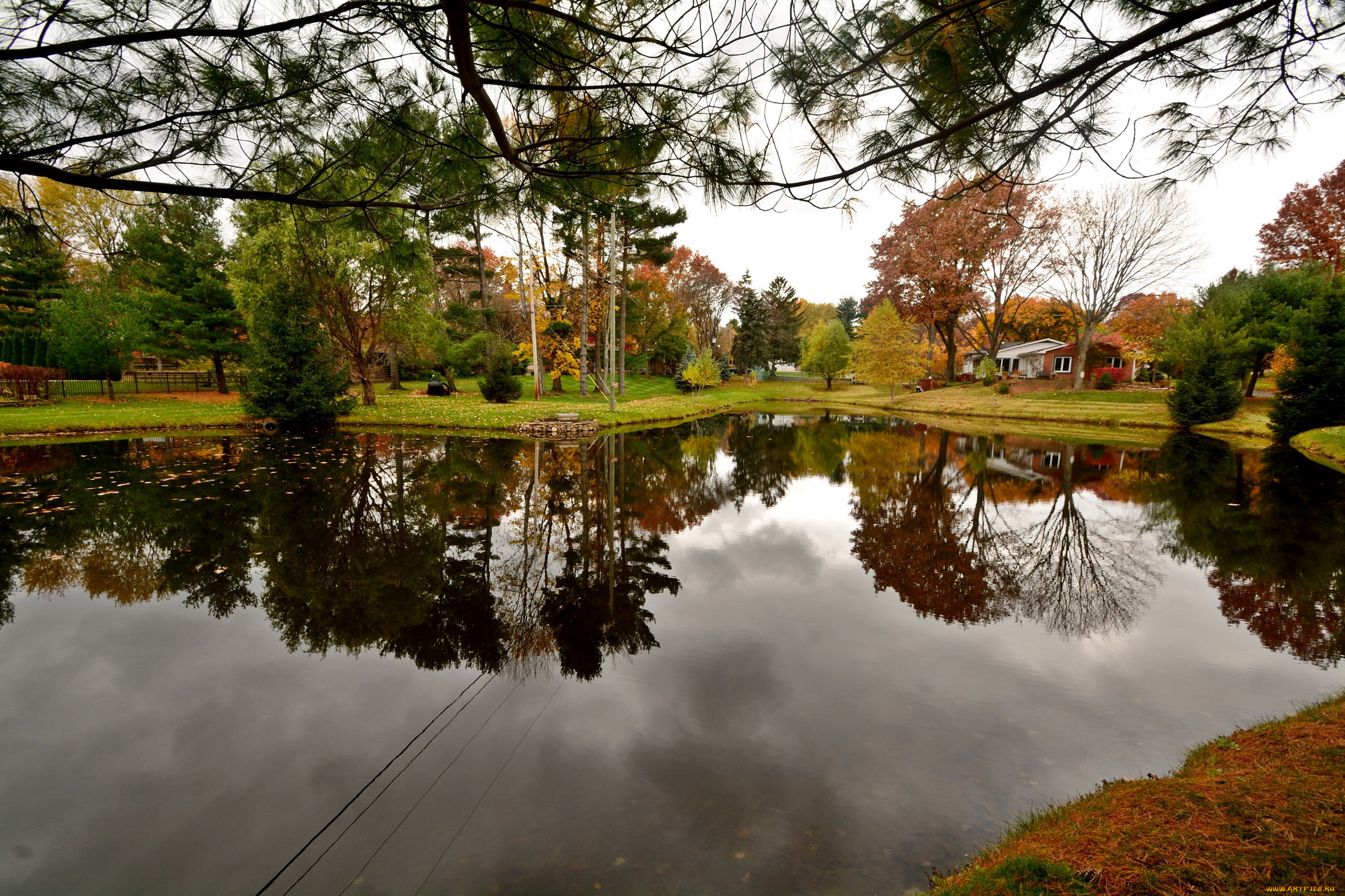 города, -, пейзажи, водоем, отражение