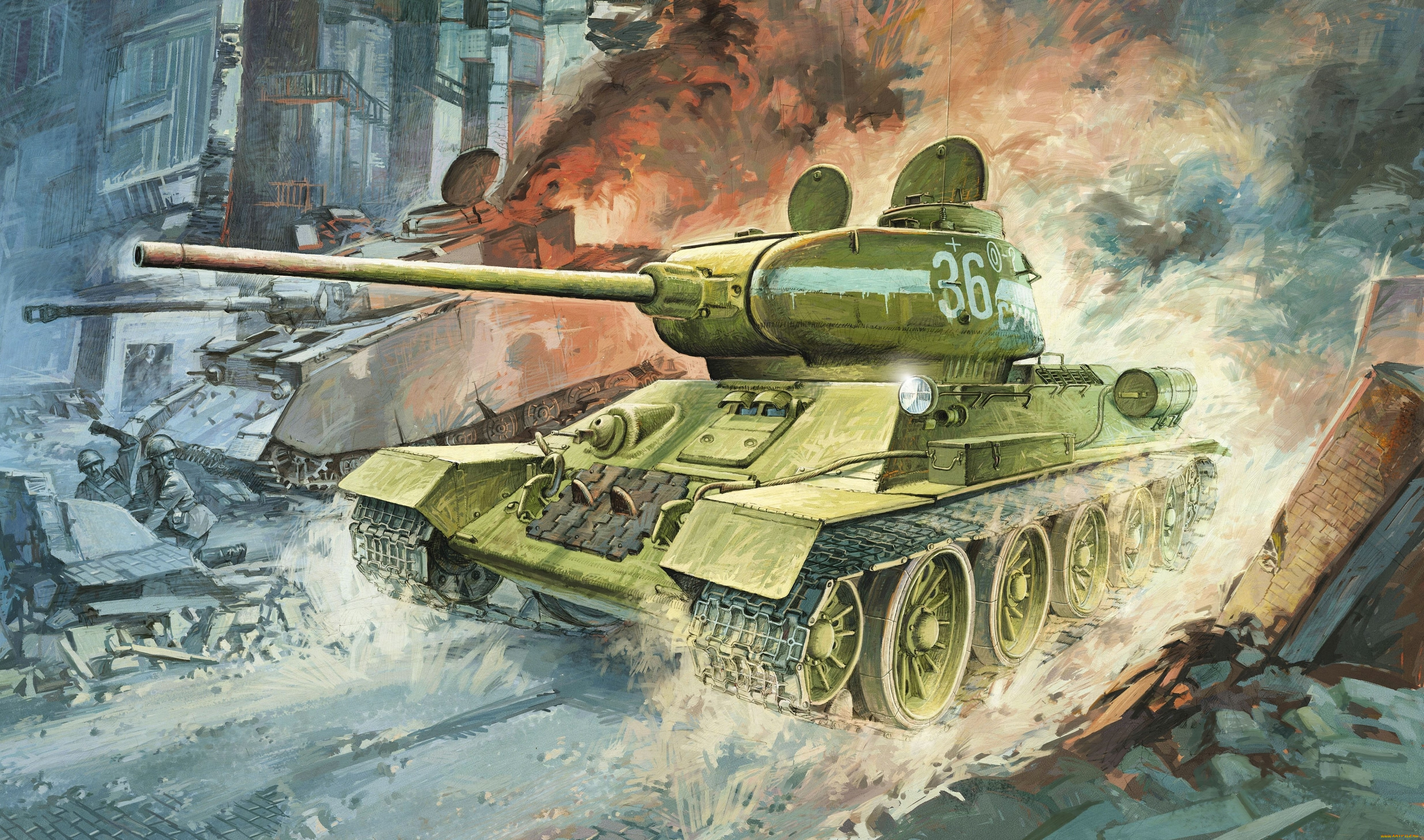 рисованное, армия, танк