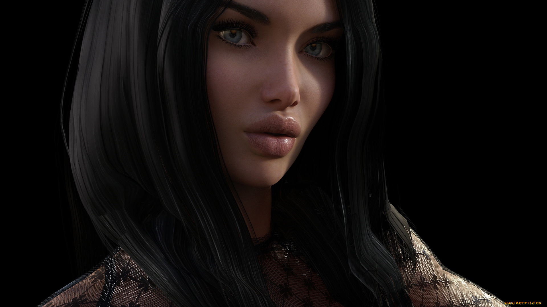 3д, графика, портрет, , portraits, взгляд, девушка, фон