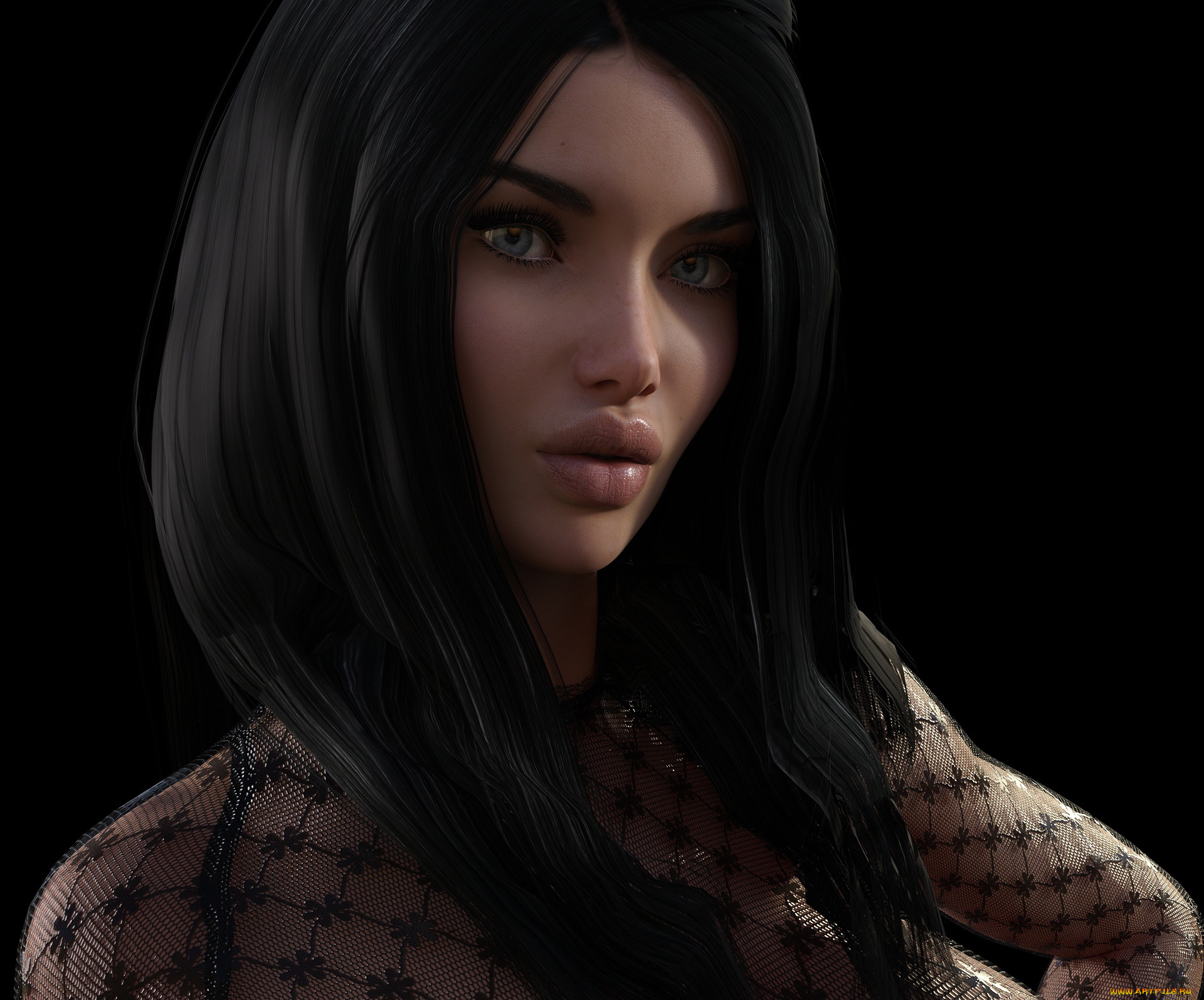 3д, графика, портрет, , portraits, взгляд, девушка, фон