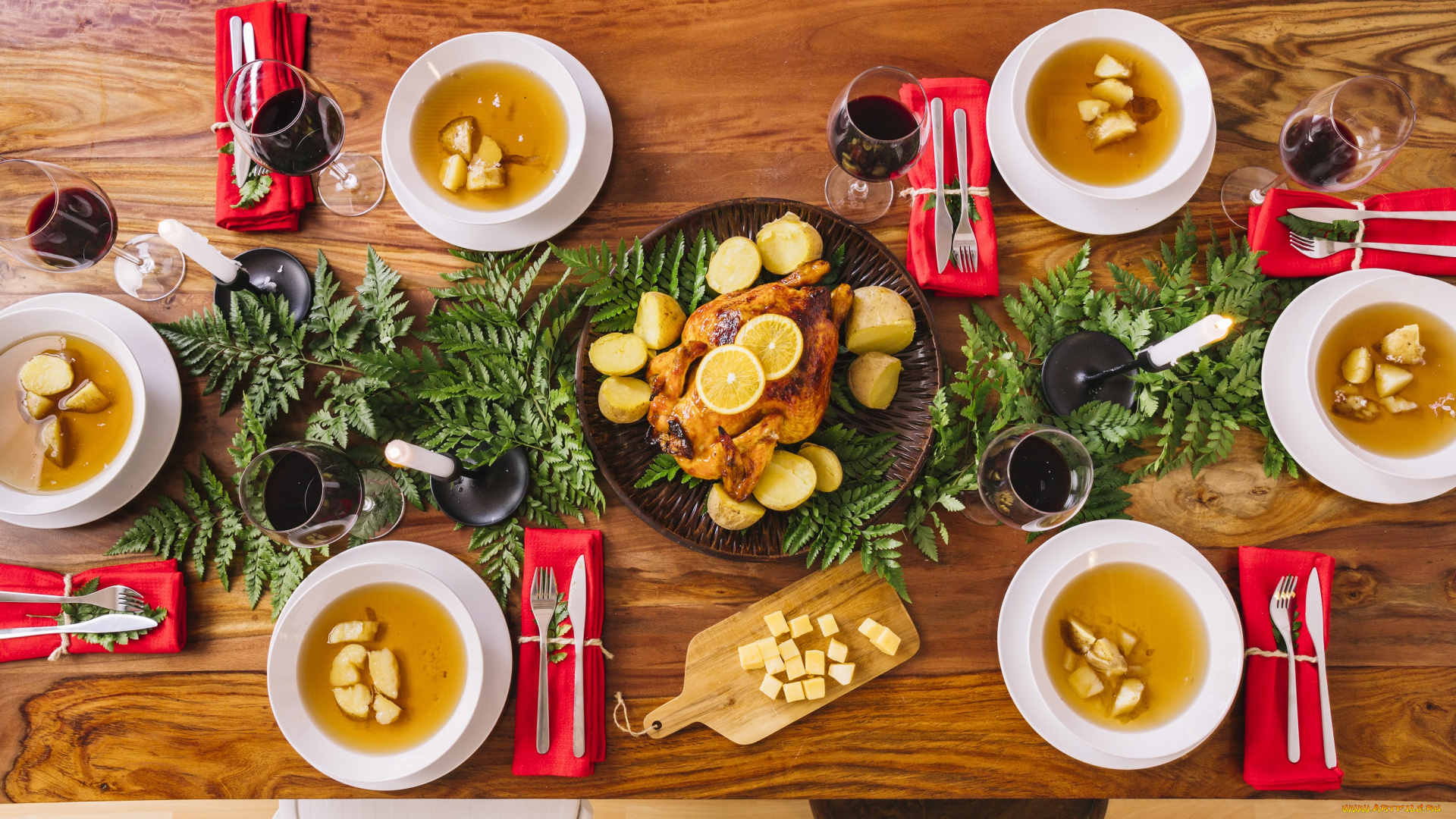 еда, разное, первое, блюдо, картофель, запеченная, курица, сервировка, ужин