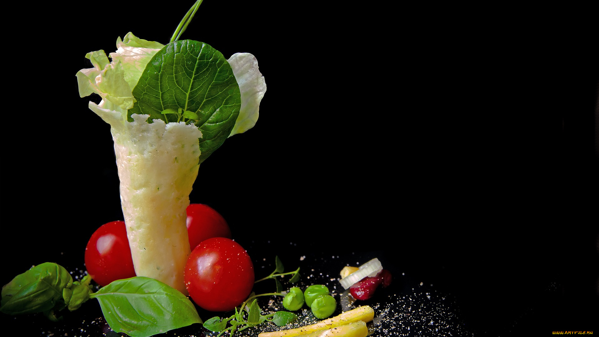 еда, разное, салат, вафли, сыр, помидоры, листья, томаты