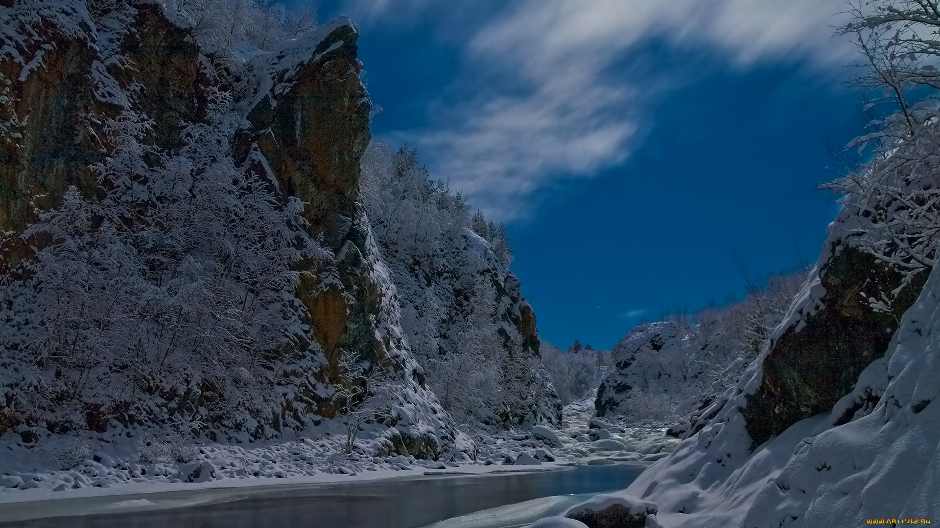 природа, реки, озера, гора, зима, река, деревья