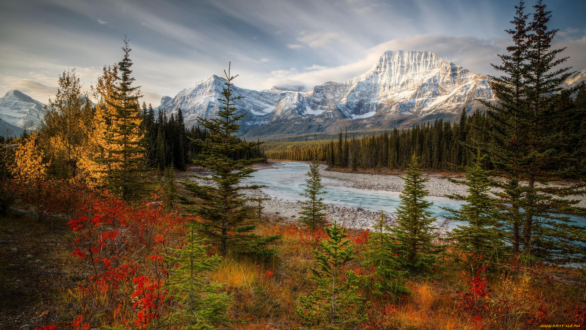 природа, реки, озера, горы, река, осень, canada, jasper, national, park
