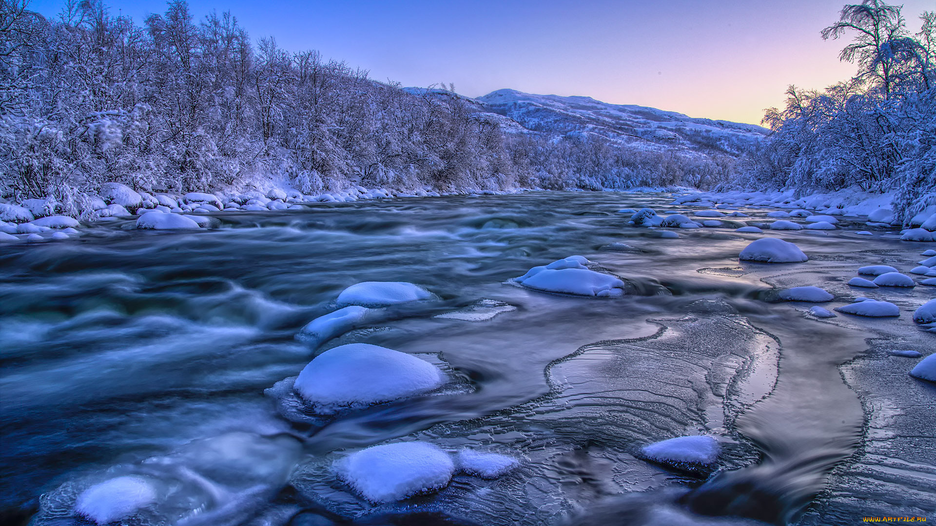 природа, реки, озера, река, деревья, зима