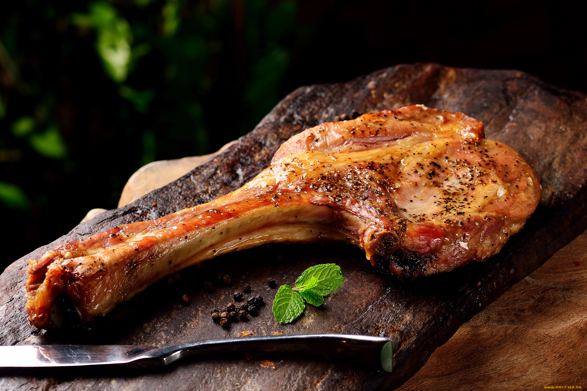 еда, мясные, блюда, мята, мясо