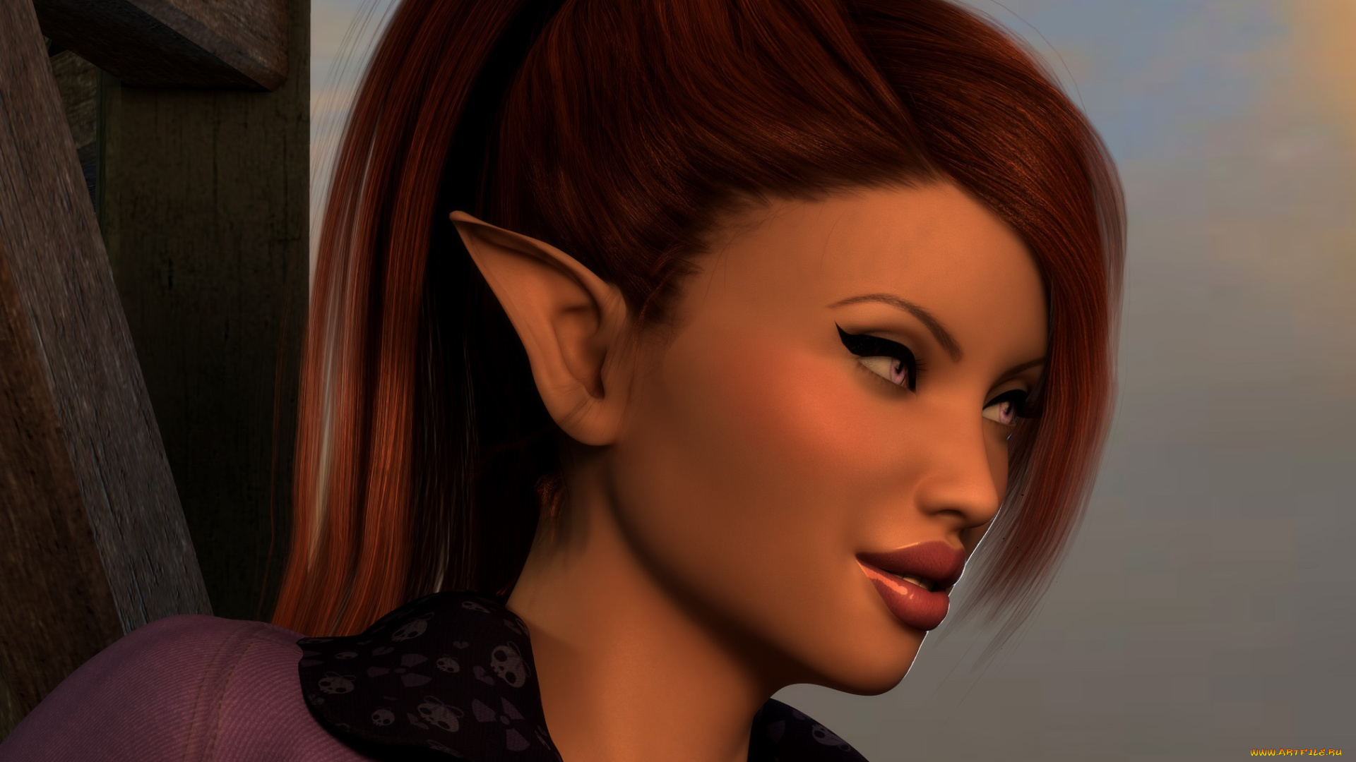 3д, графика, эльфы, , elves, эльфийка, фон, взгляд