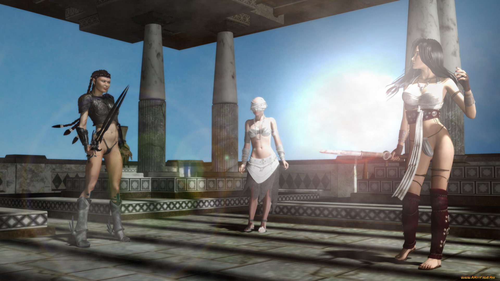 3д, графика, фантазия, , fantasy, взгляд, девушки, фон