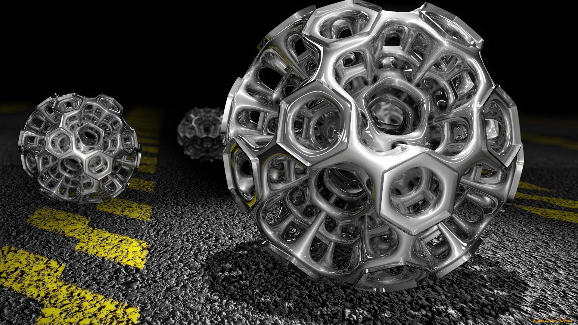 3д, графика, моделирование, , modeling, разметка, асфальт, ячейки, шары