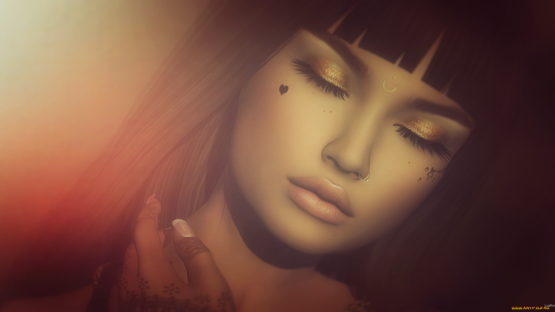 3д, графика, портрет, , portraits, брюнетка, портрет, настроение, девушка