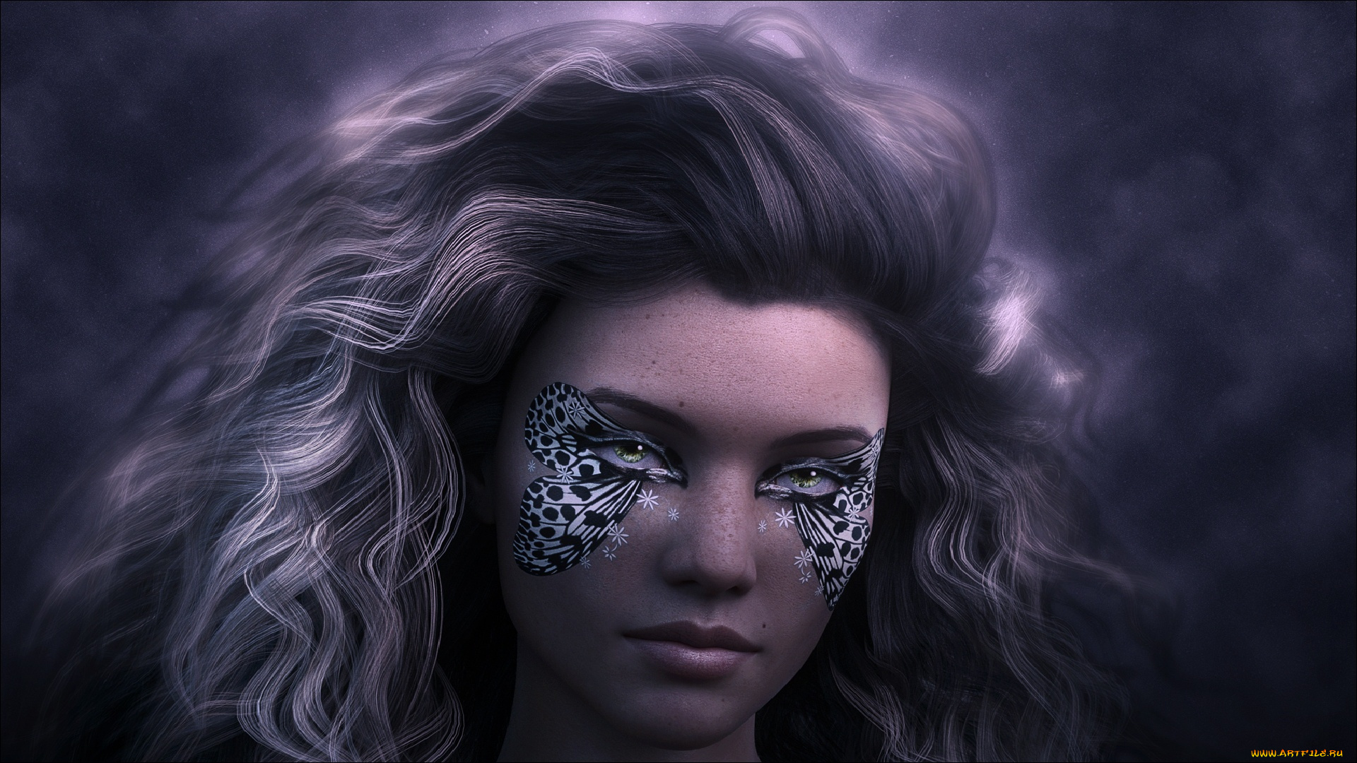 3д, графика, портрет, , portraits, девушка, взгляд, фон