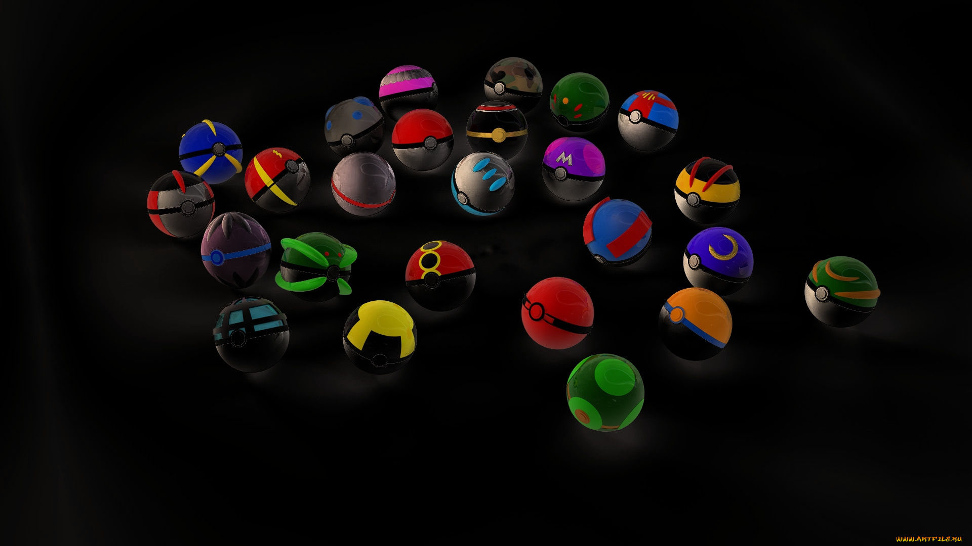 3д, графика, шары, , balls, покемоны, шары